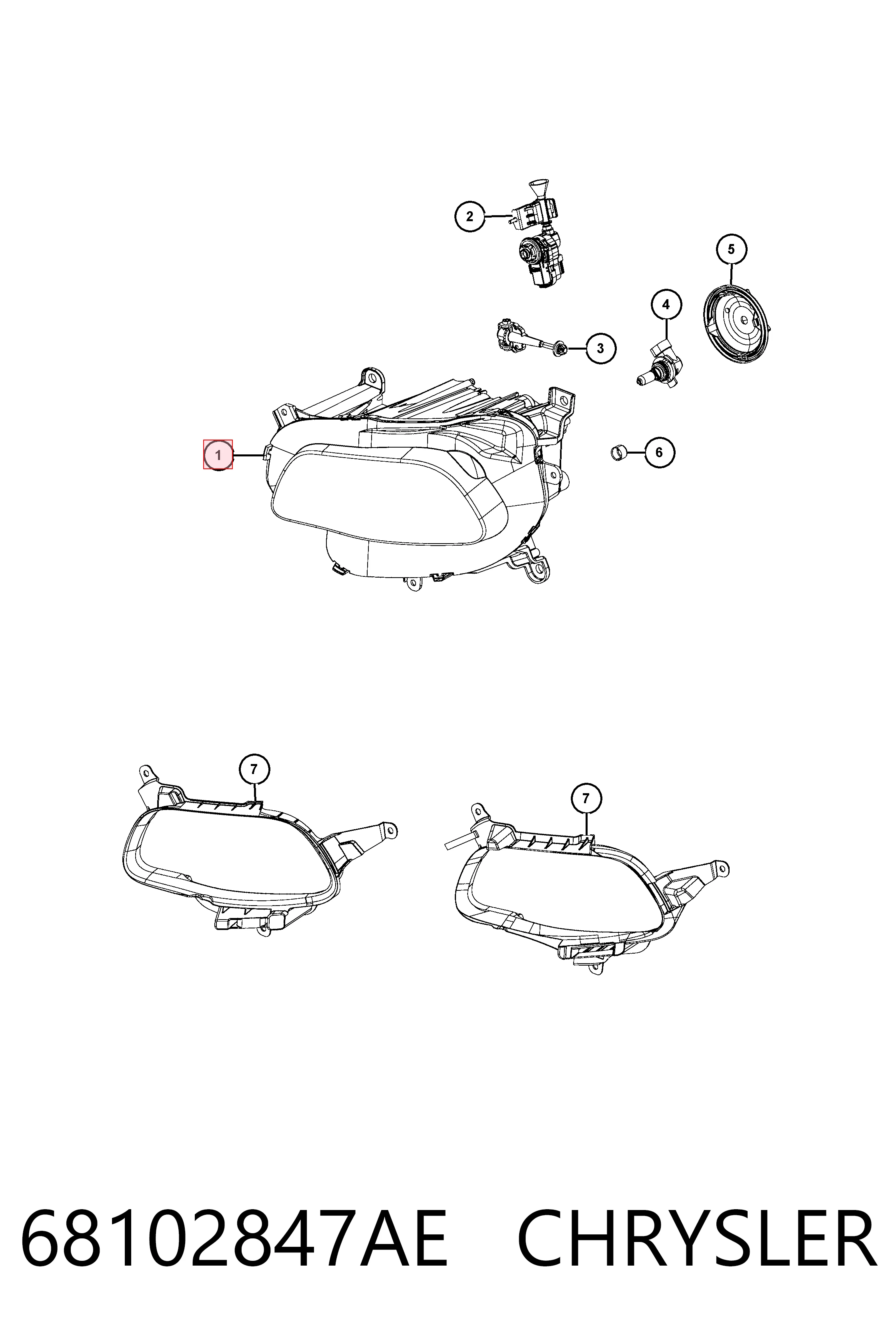 68102847AE Chrysler Фари