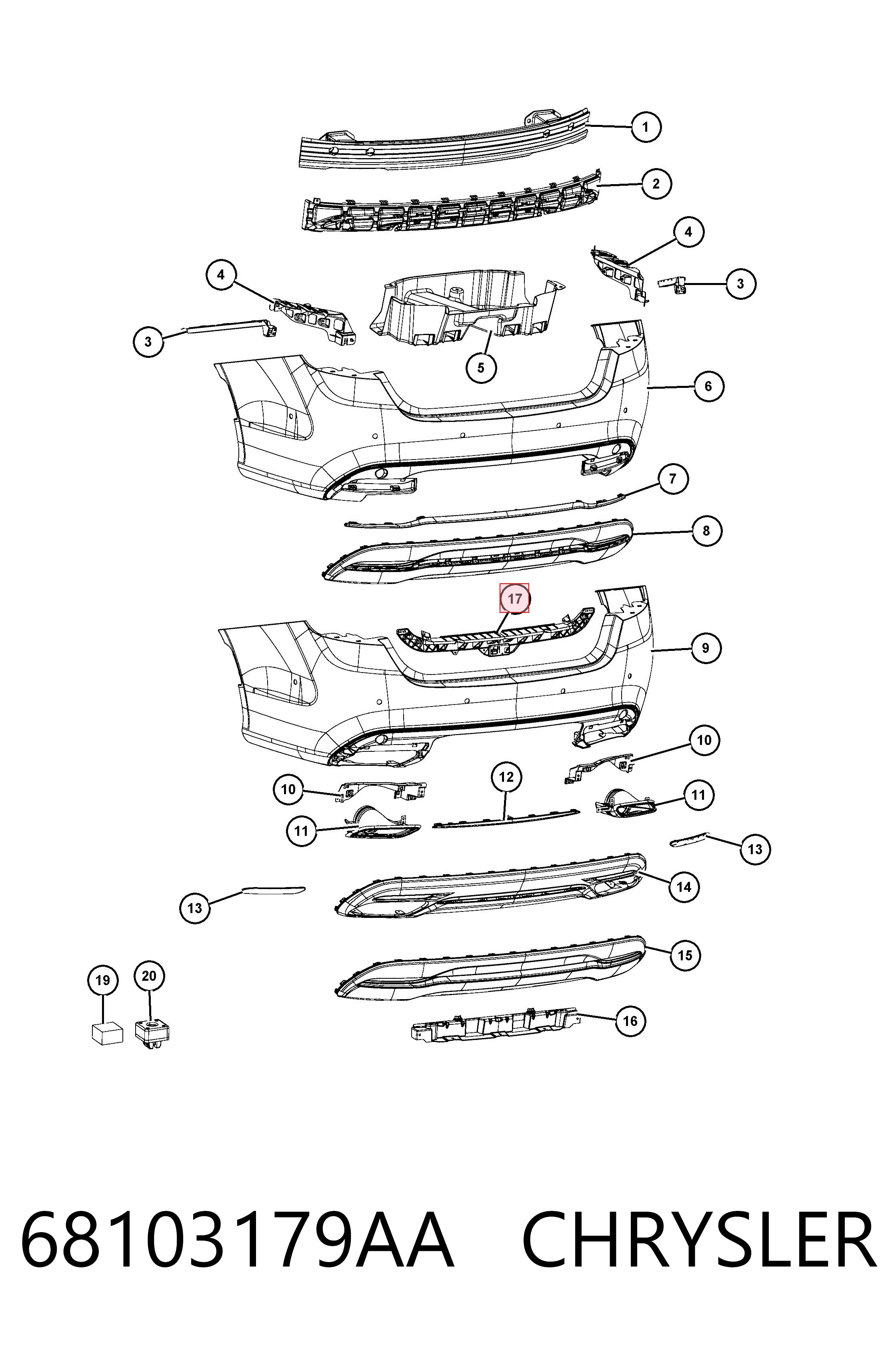 68103179AA Chrysler Кронштейн решітки радіатора