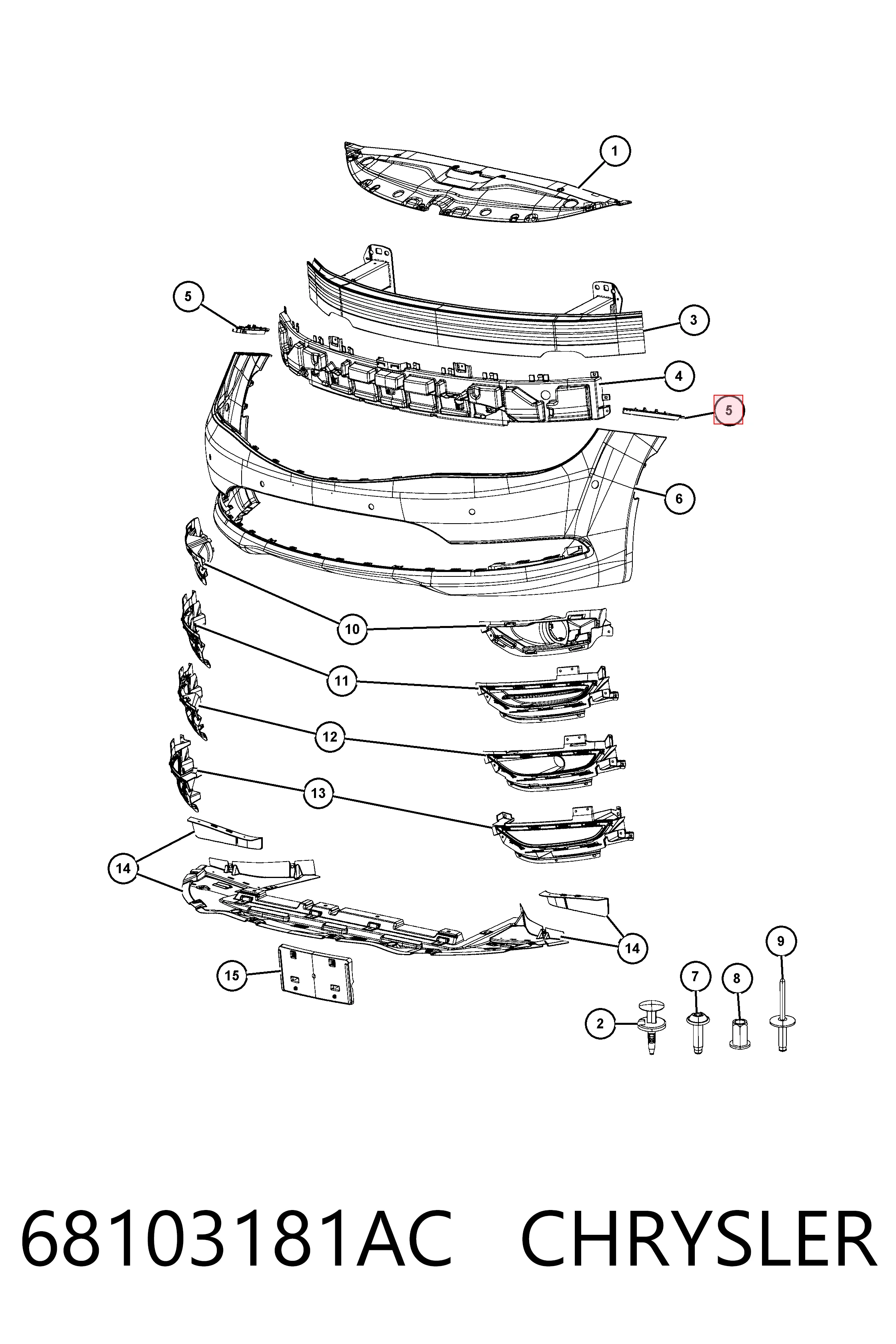 68103181AC Chrysler Лівий кронштейн переднього бампера