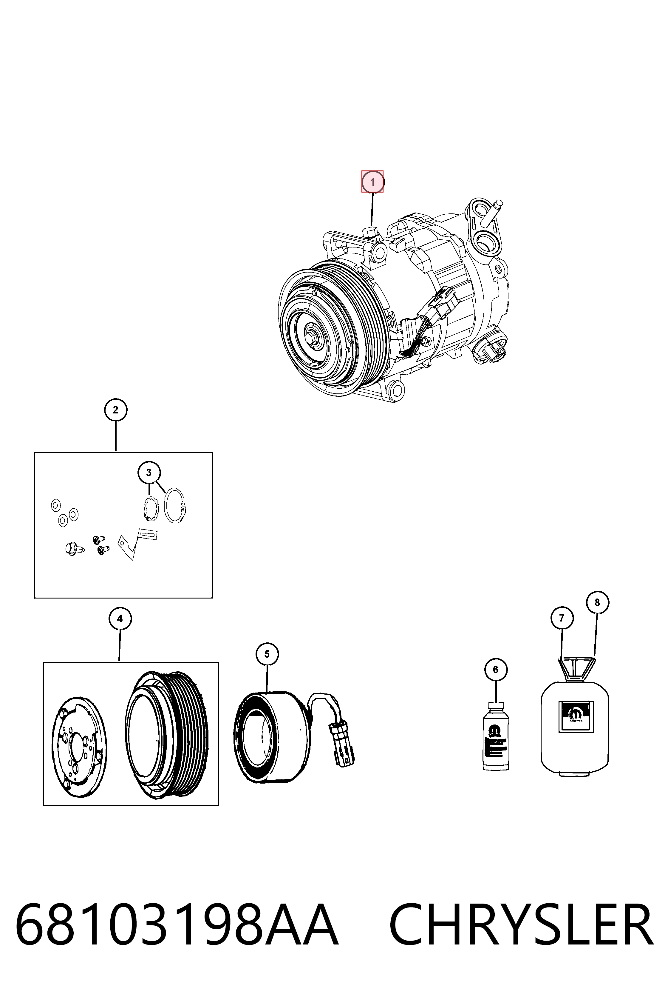 68103198AA Chrysler Компресор холодоагенту