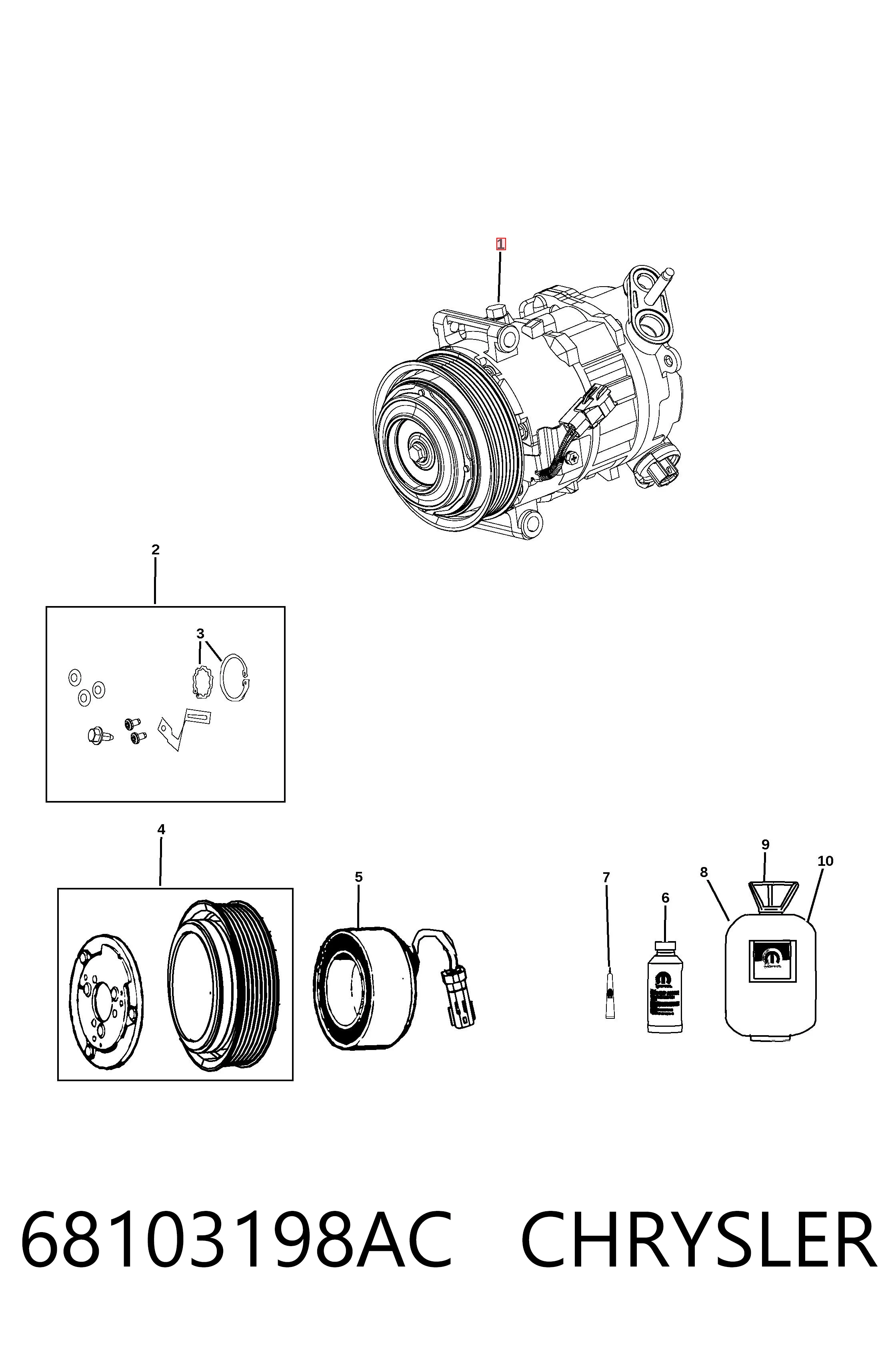 68103198AC Chrysler Компресор холодоагенту