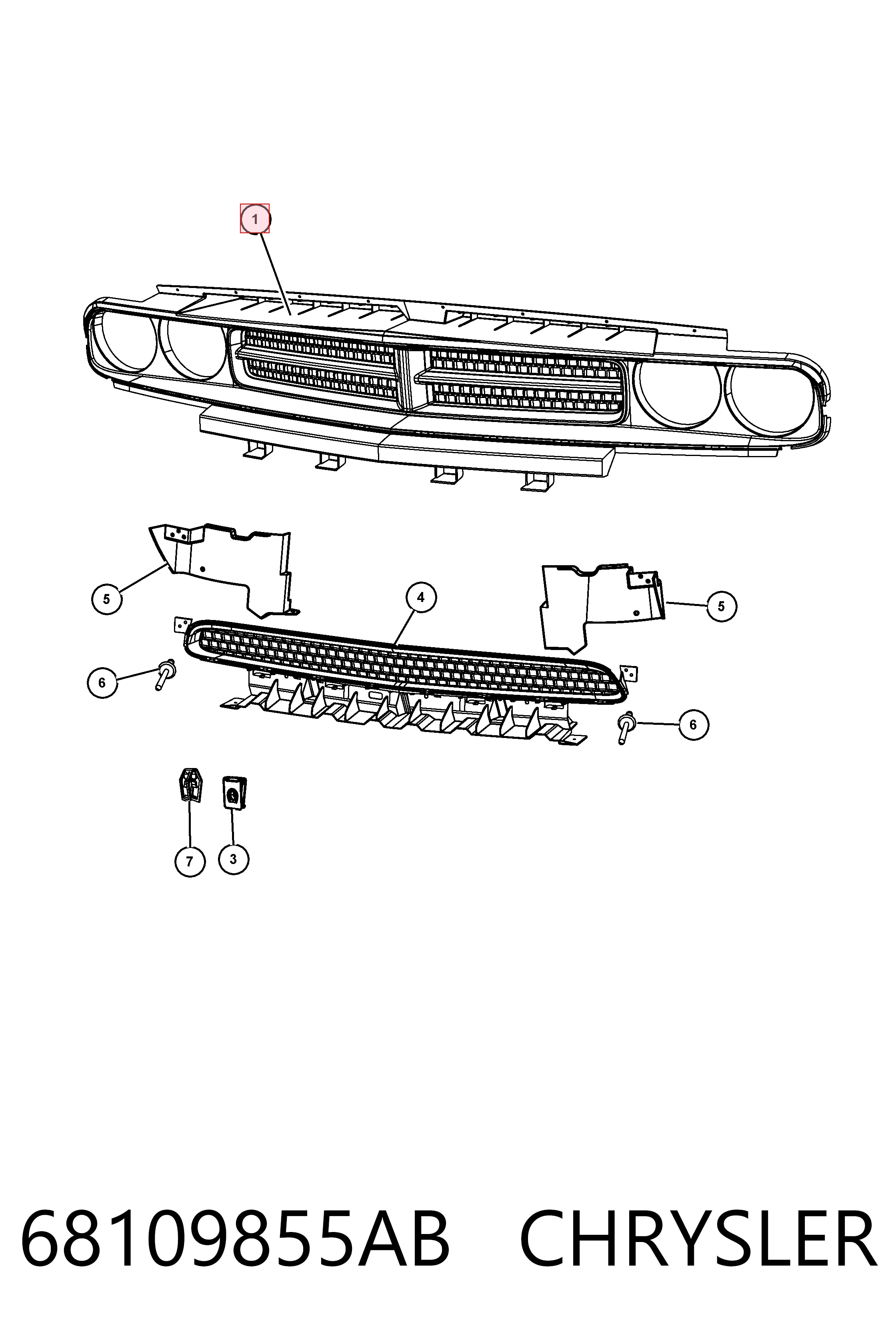 Купити K68043388AB Fiat/Alfa/Lancia Захисна решітка радіатора