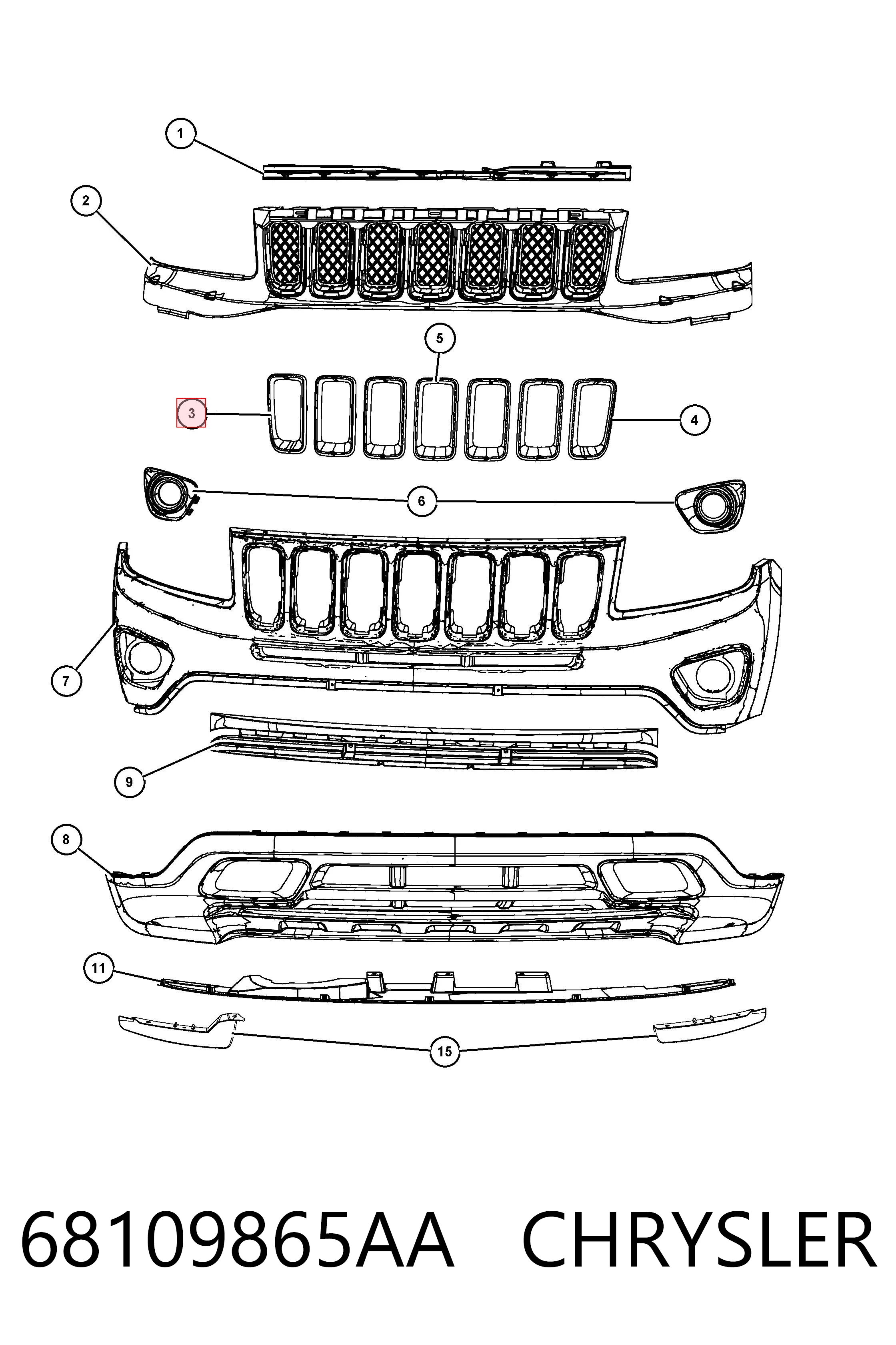 Молдинг решітки радіатора KLARKSONAS PCR07073C ціна, від 46.67 USD