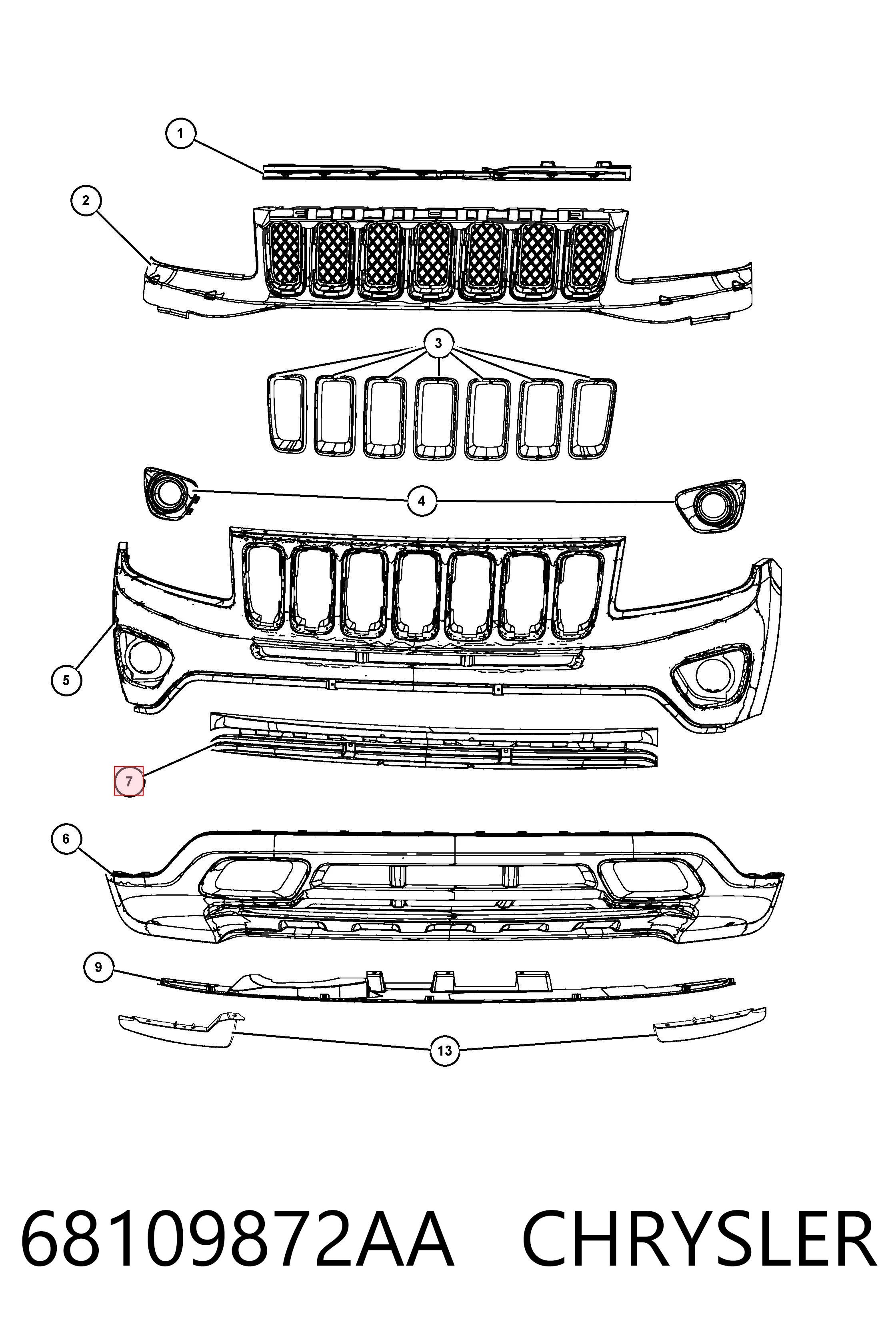 68109872AA Chrysler Наповнювач бампера переднього