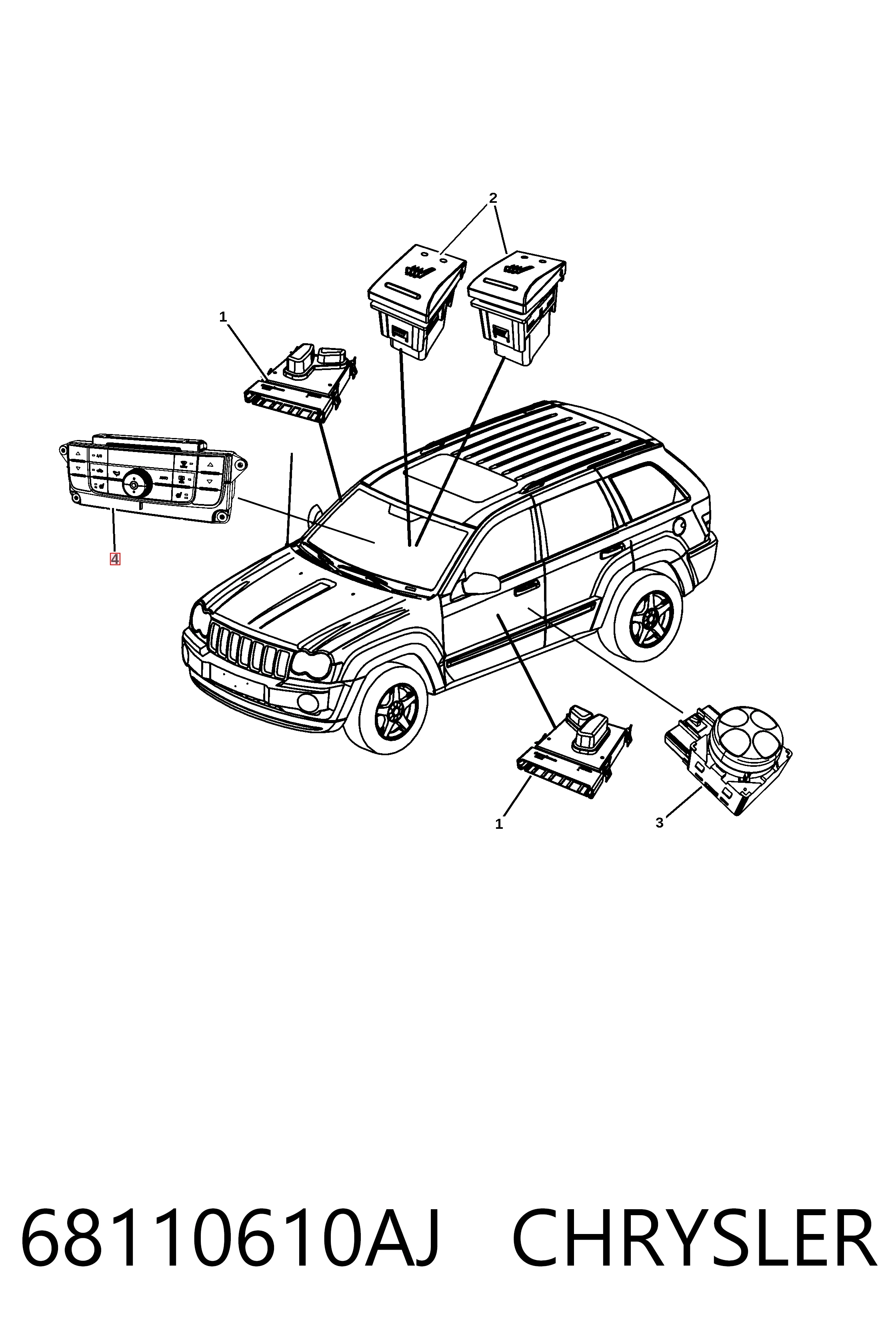 Модуль керування (ЕБУ) клімат-контролем K68110610AA Fiat/Alfa/Lancia