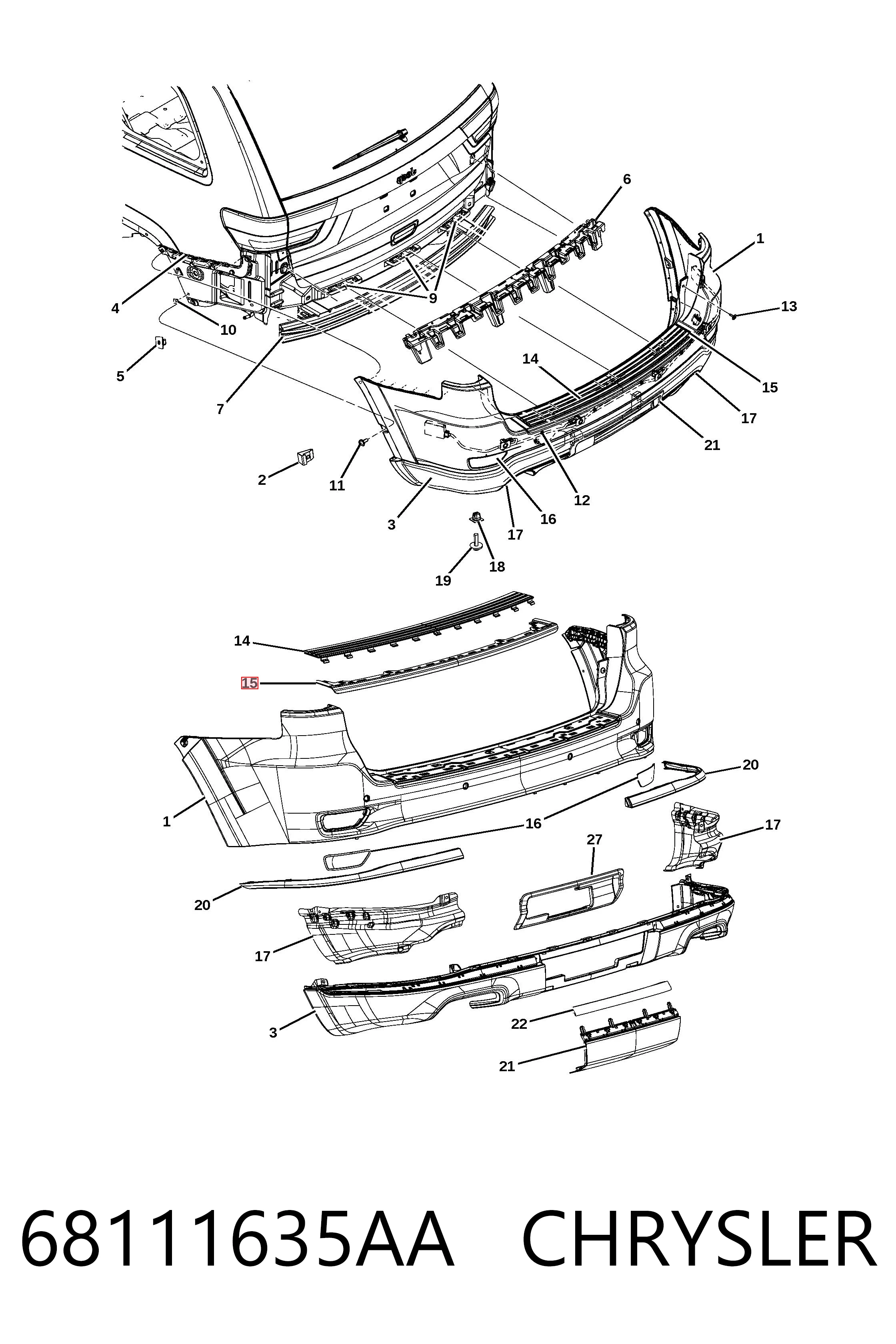 Купити 34T1965 Polcar Накладка бампера заднього, верхня захисна (сходинка-підніжка)