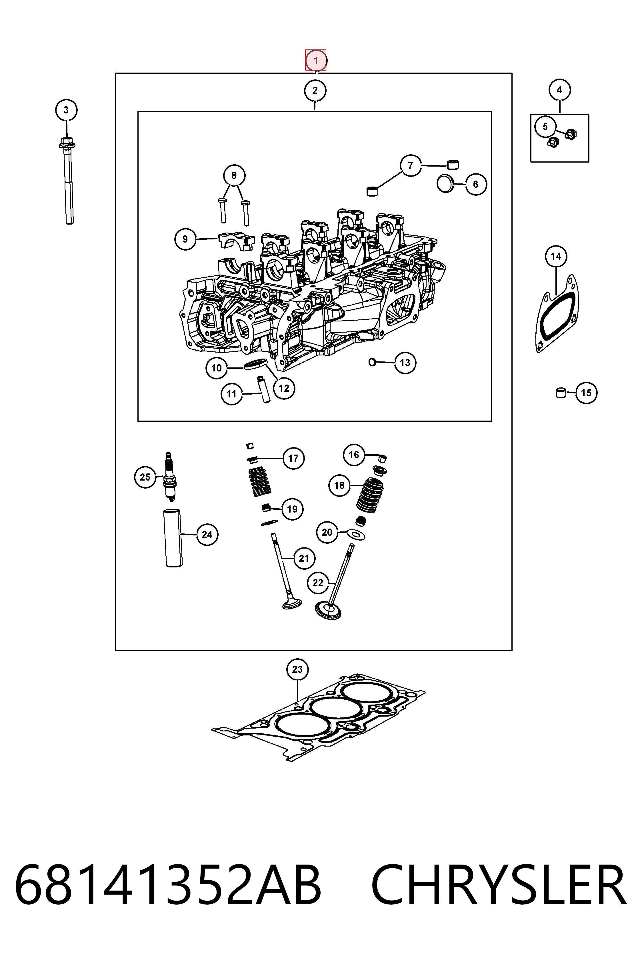 68141352AB Chrysler Головка блоку циліндрів (ГБЦ), права