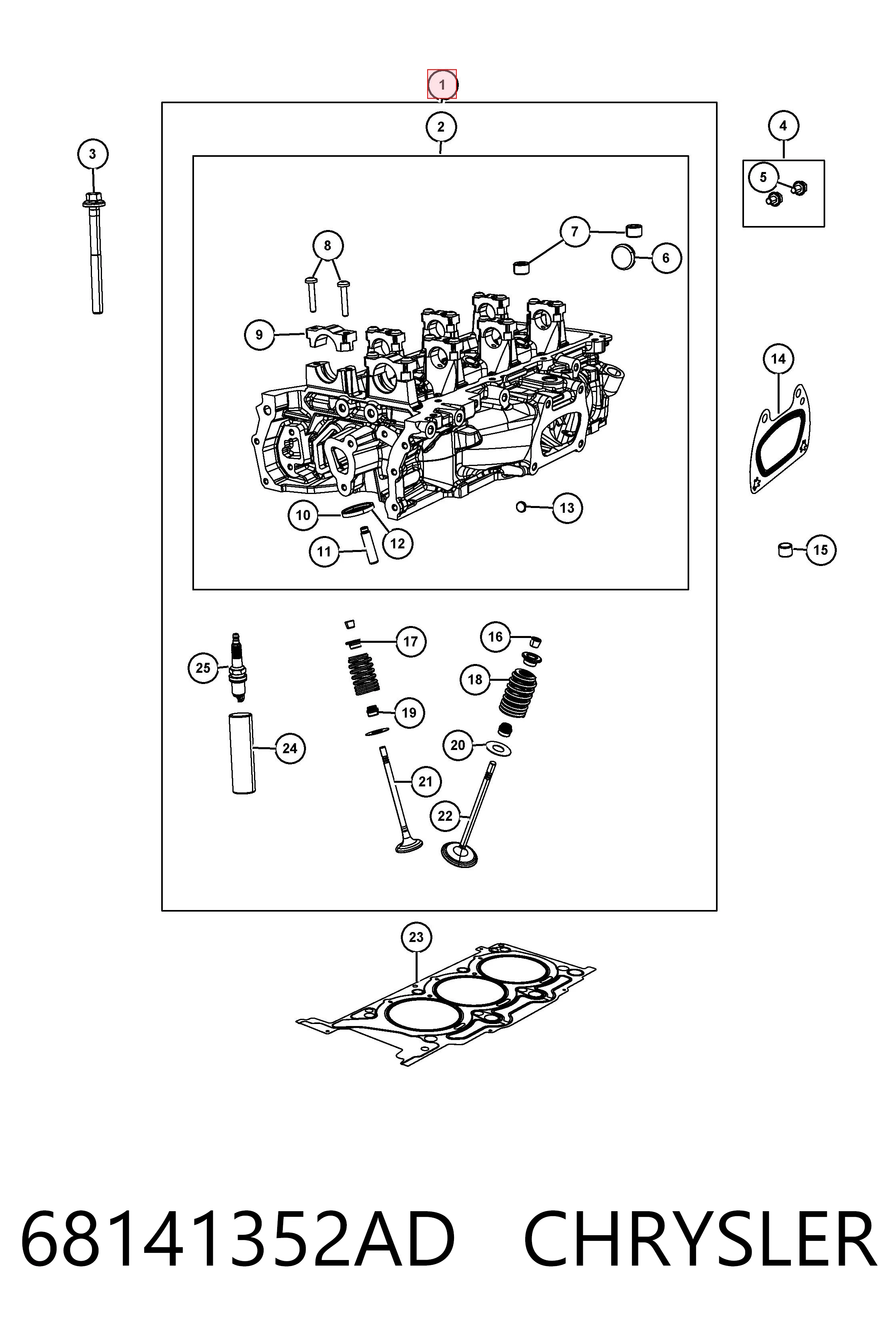 68141352AD Chrysler Головка блоку циліндрів (ГБЦ), права