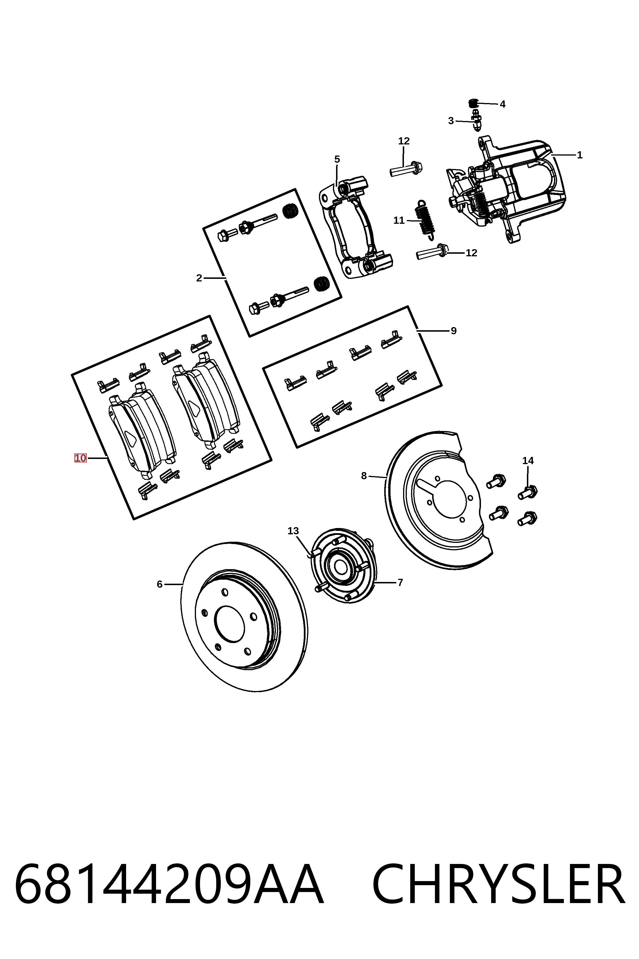68144209AA Chrysler Колодки гальмівні задні, дискові