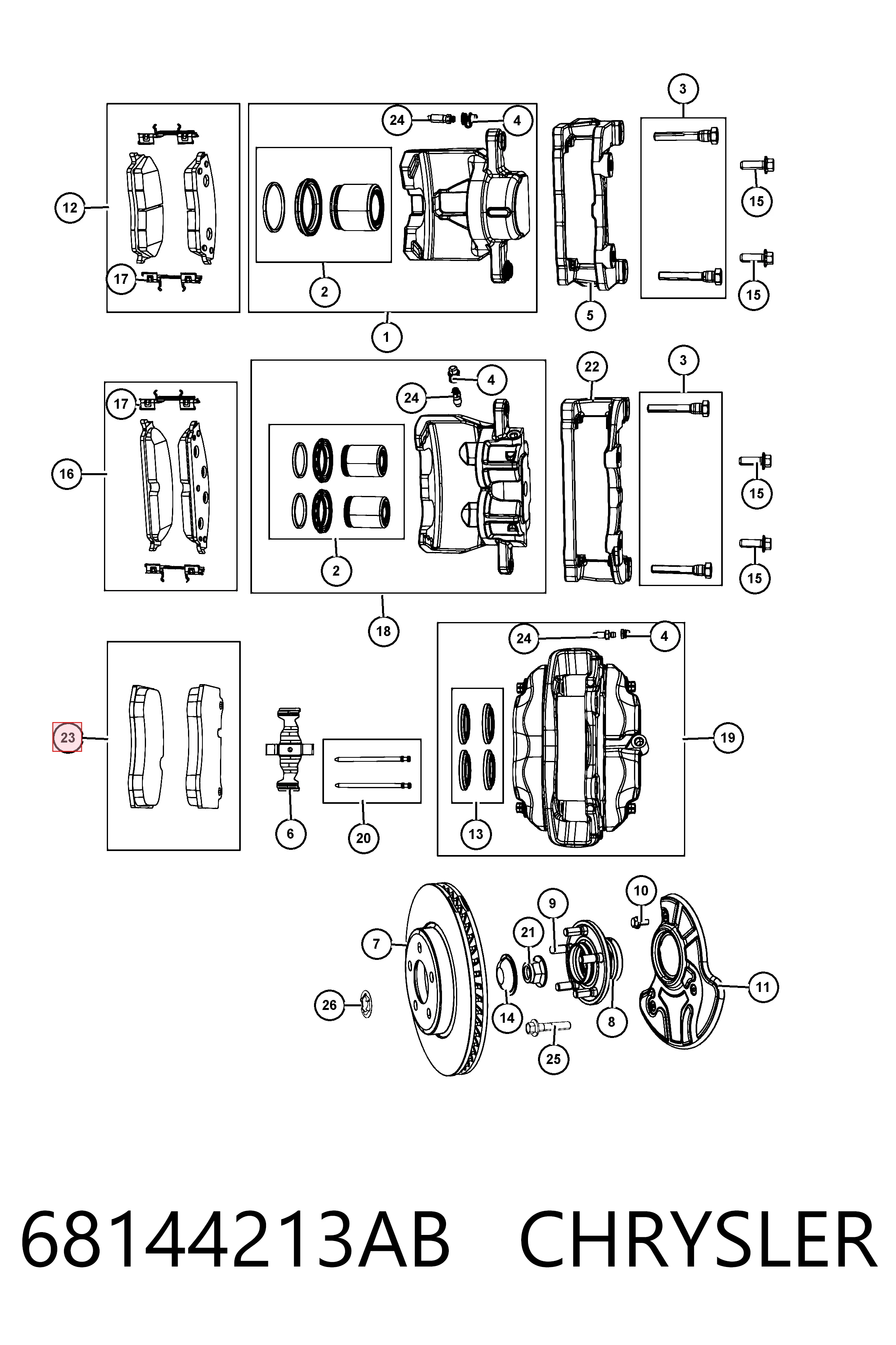 68144213AB Chrysler Передні гальмівні колодки