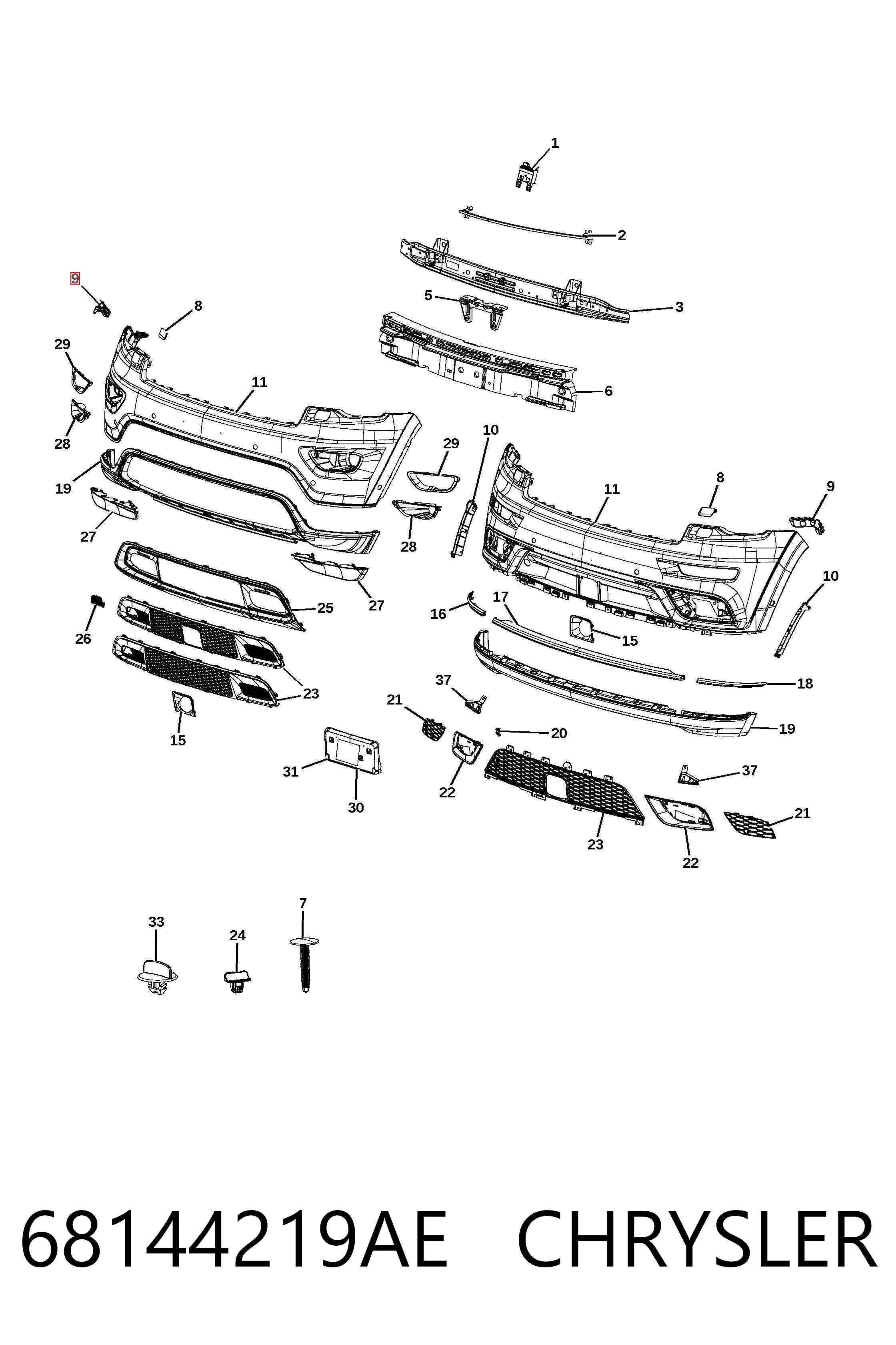 Кріплення бампера KLARKSONAS PCR046599L ціна, від 29.92 USD