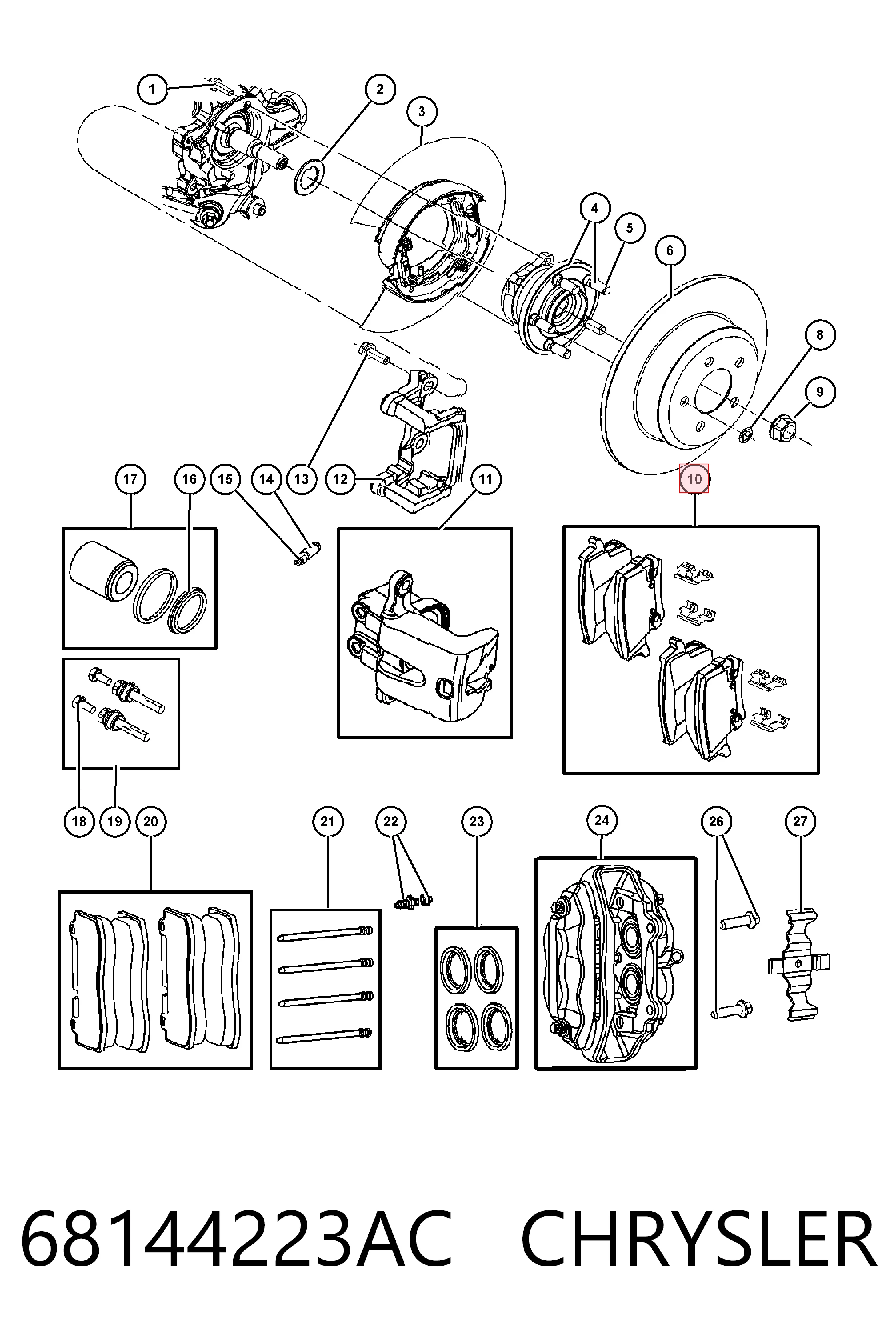 68144223AC Chrysler Колодки гальмівні задні, дискові