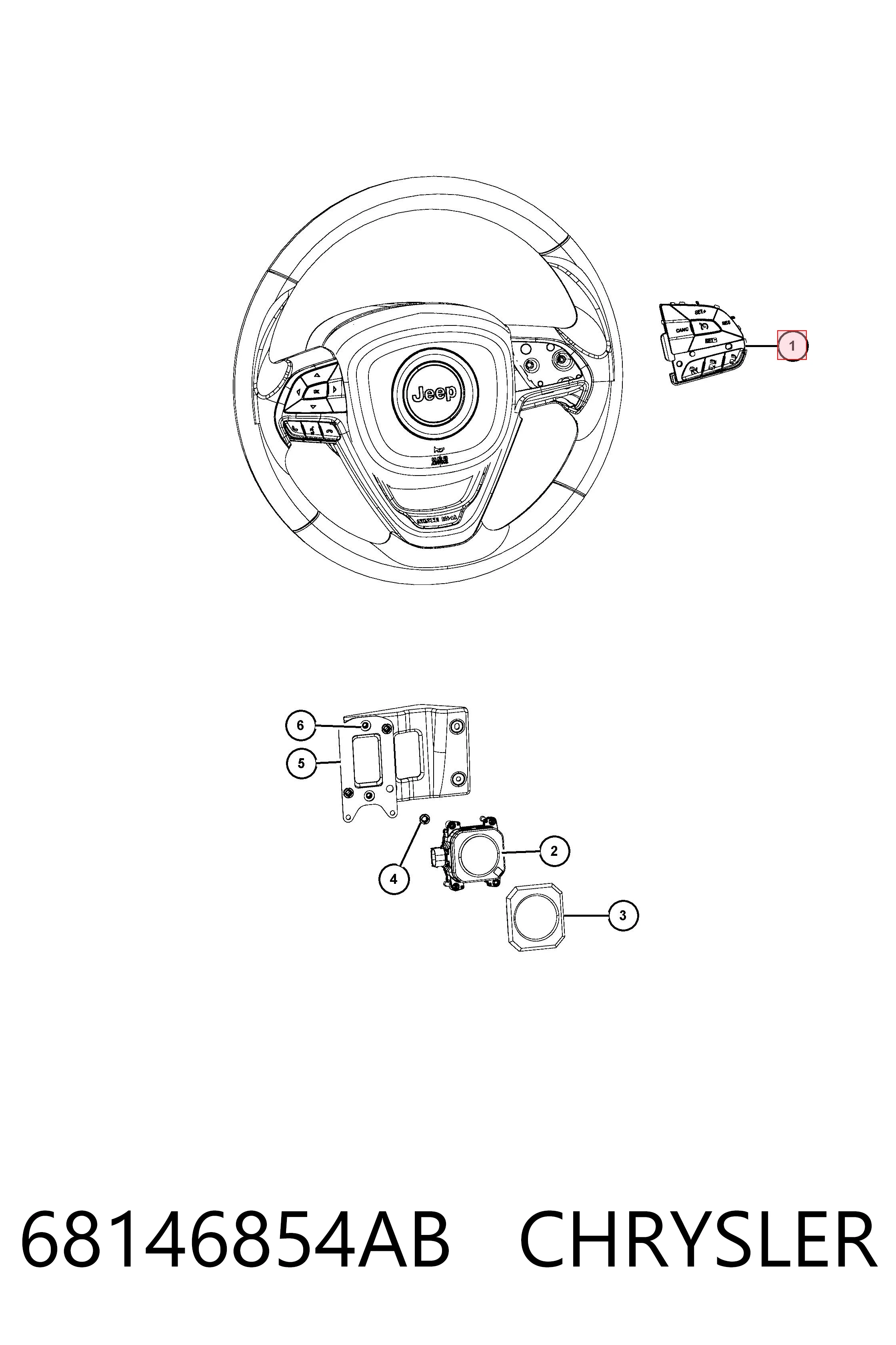68146854AB Chrysler Блок кнопкових перемикачів кермового колеса