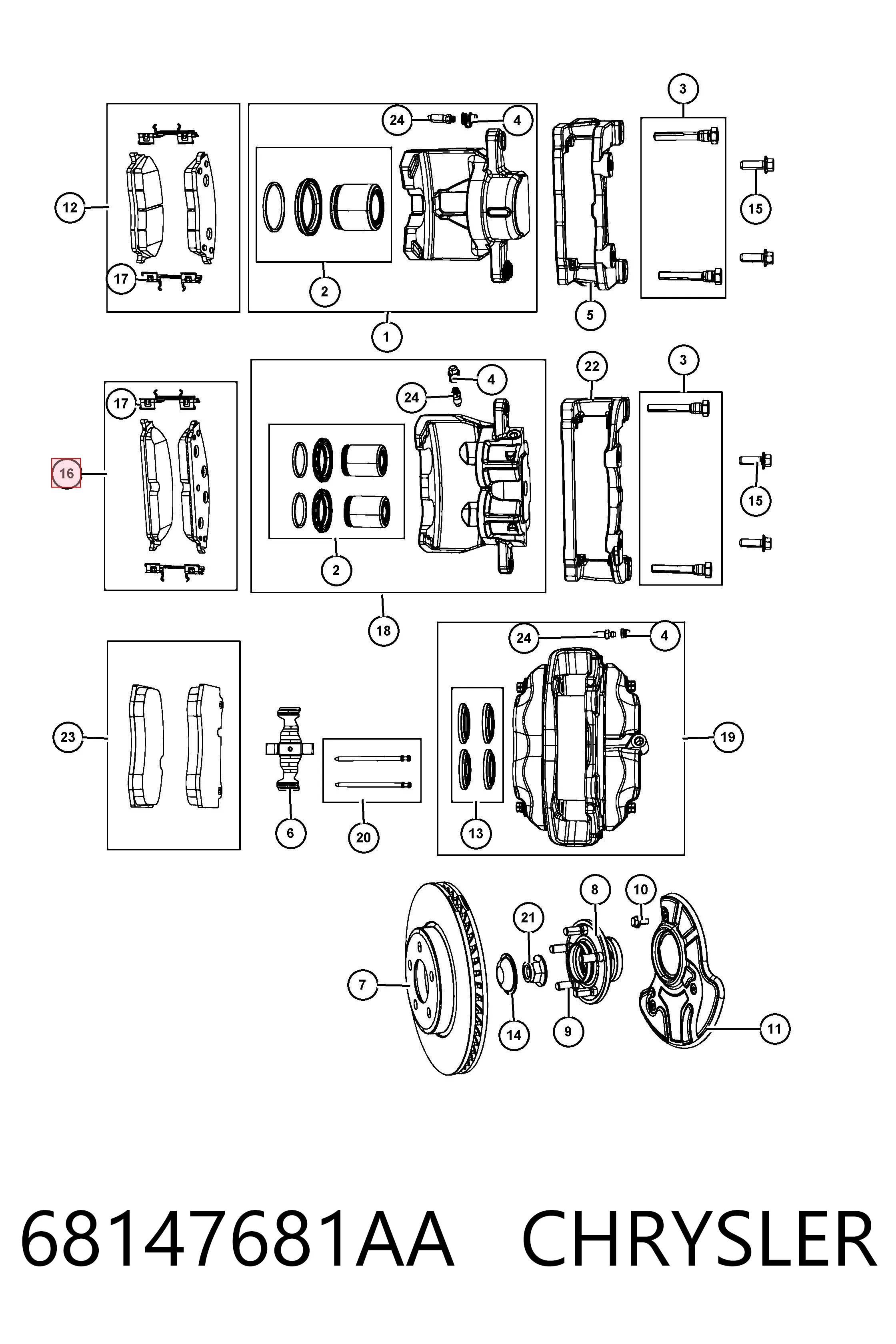 68147681AA Chrysler Передні гальмівні колодки