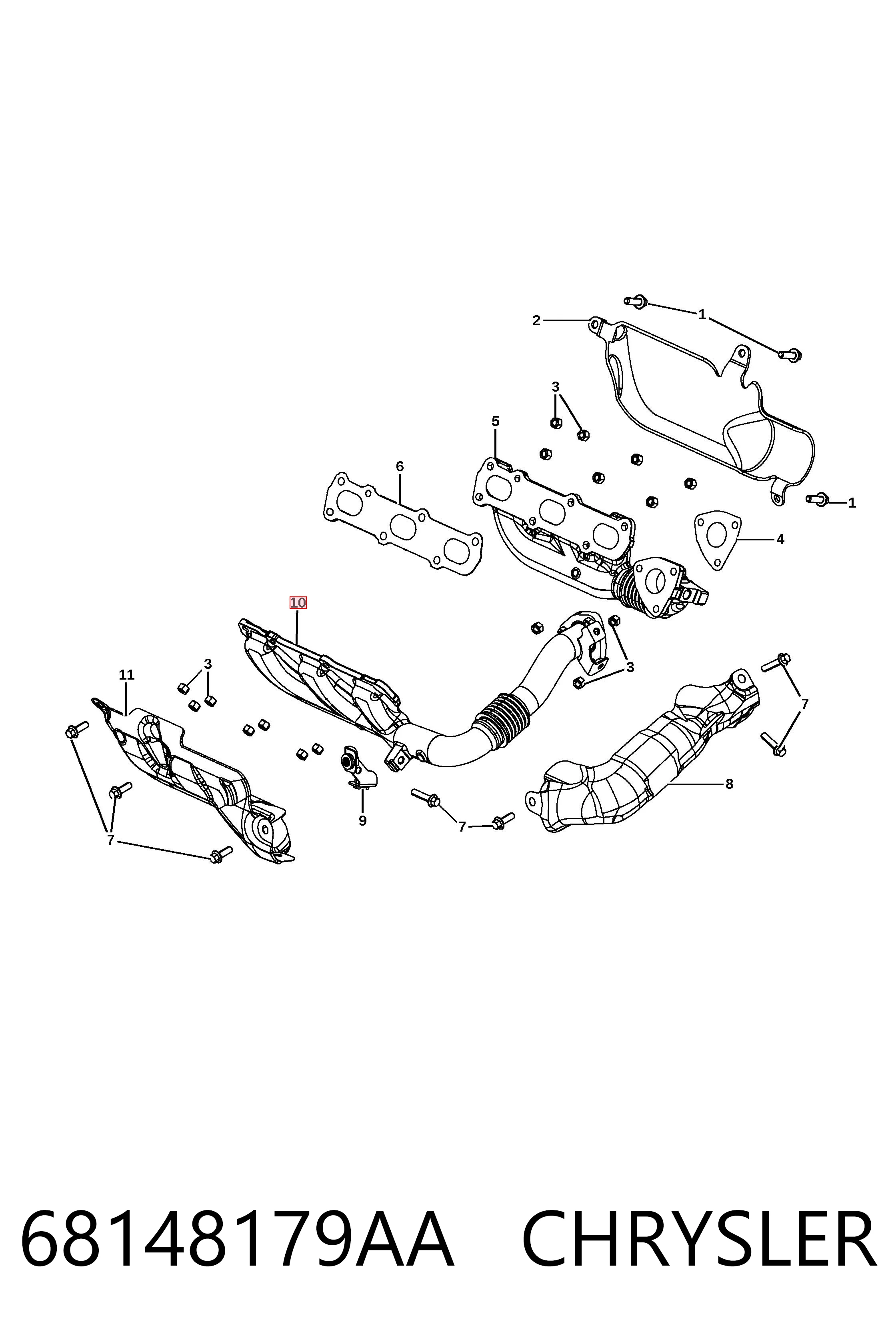 68148179AA Chrysler Колектор випускний, лівий