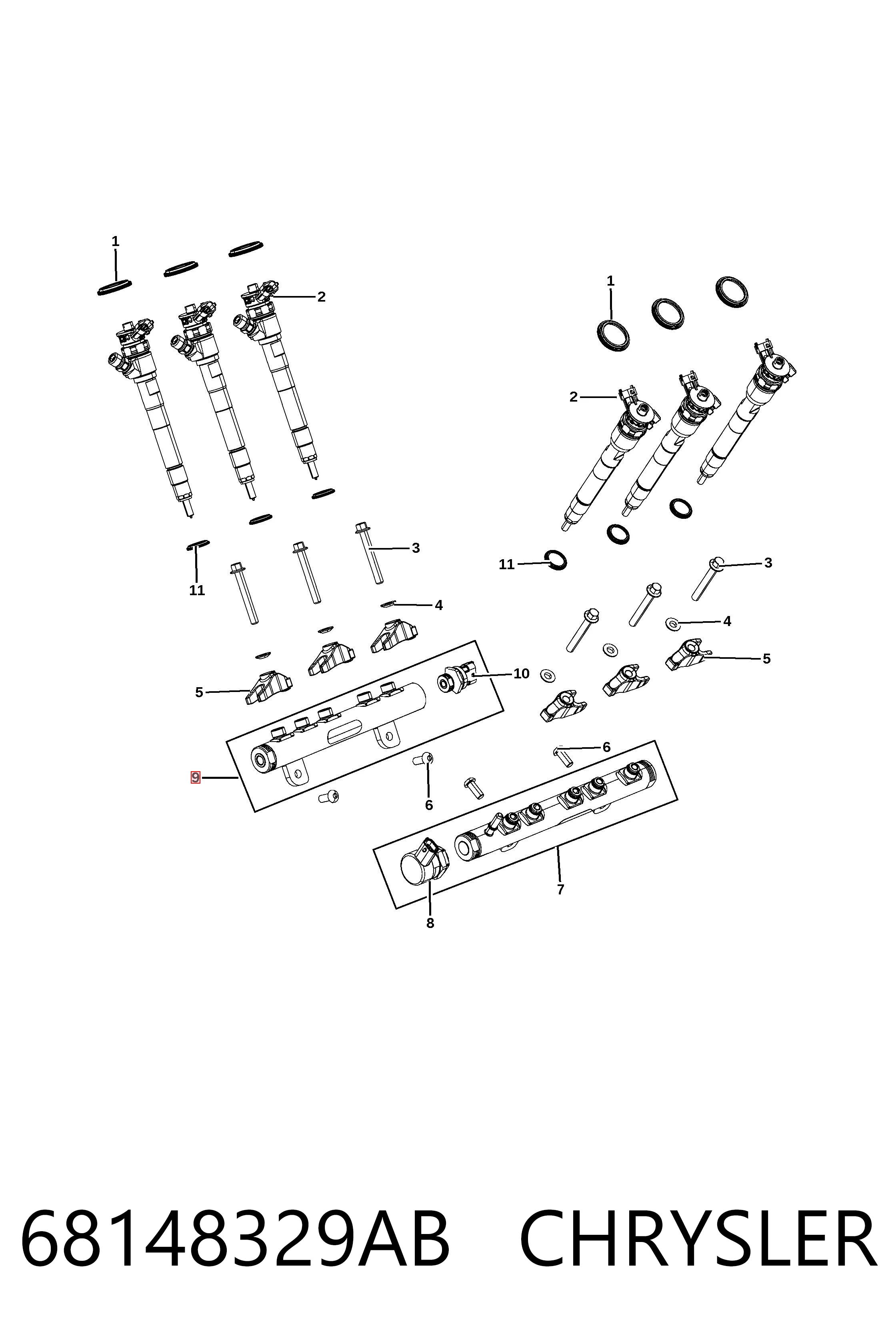 68148329AB Chrysler Розподільник палива (рампа) правий