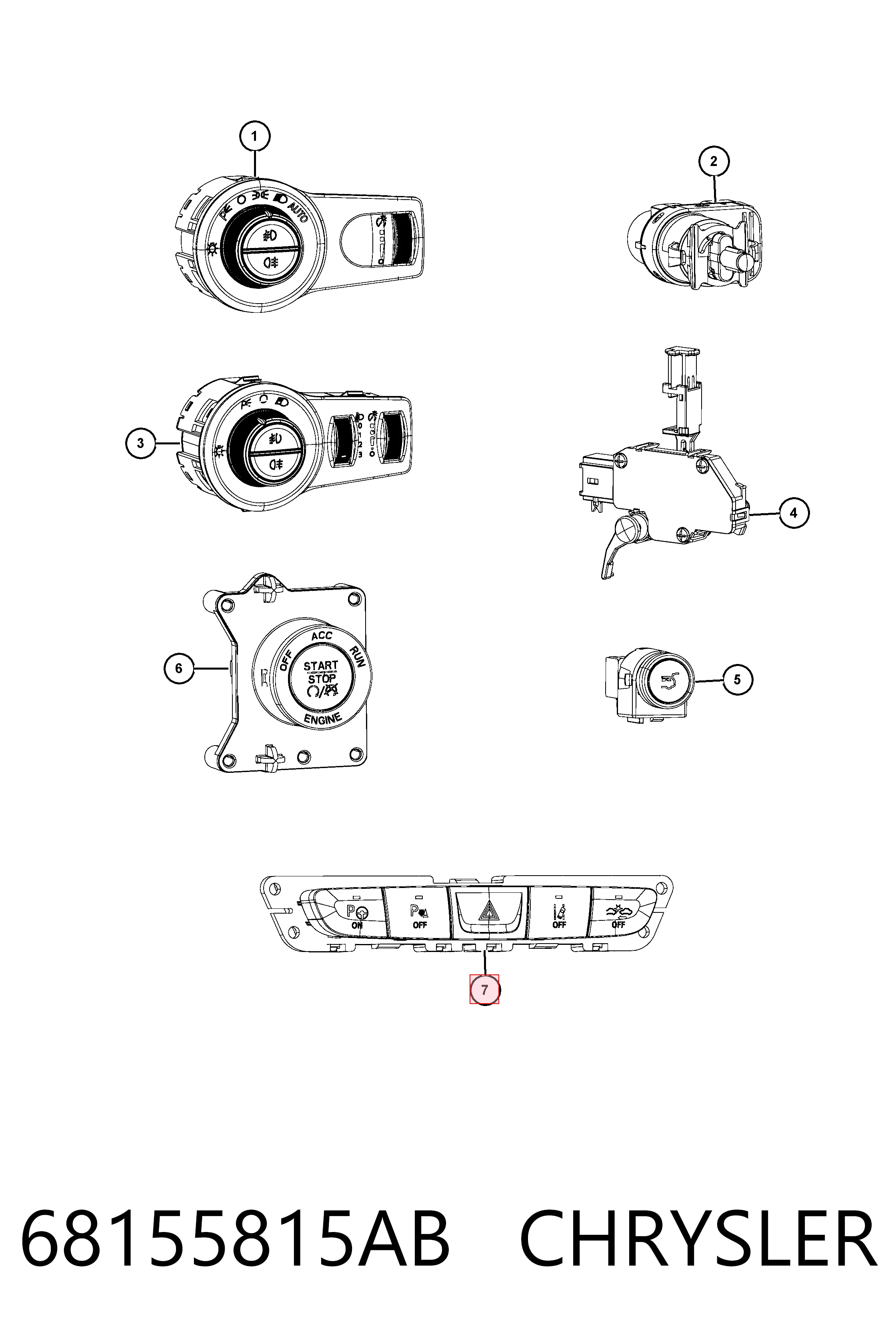 68155815AB Chrysler Блок кнопок центральної консолі