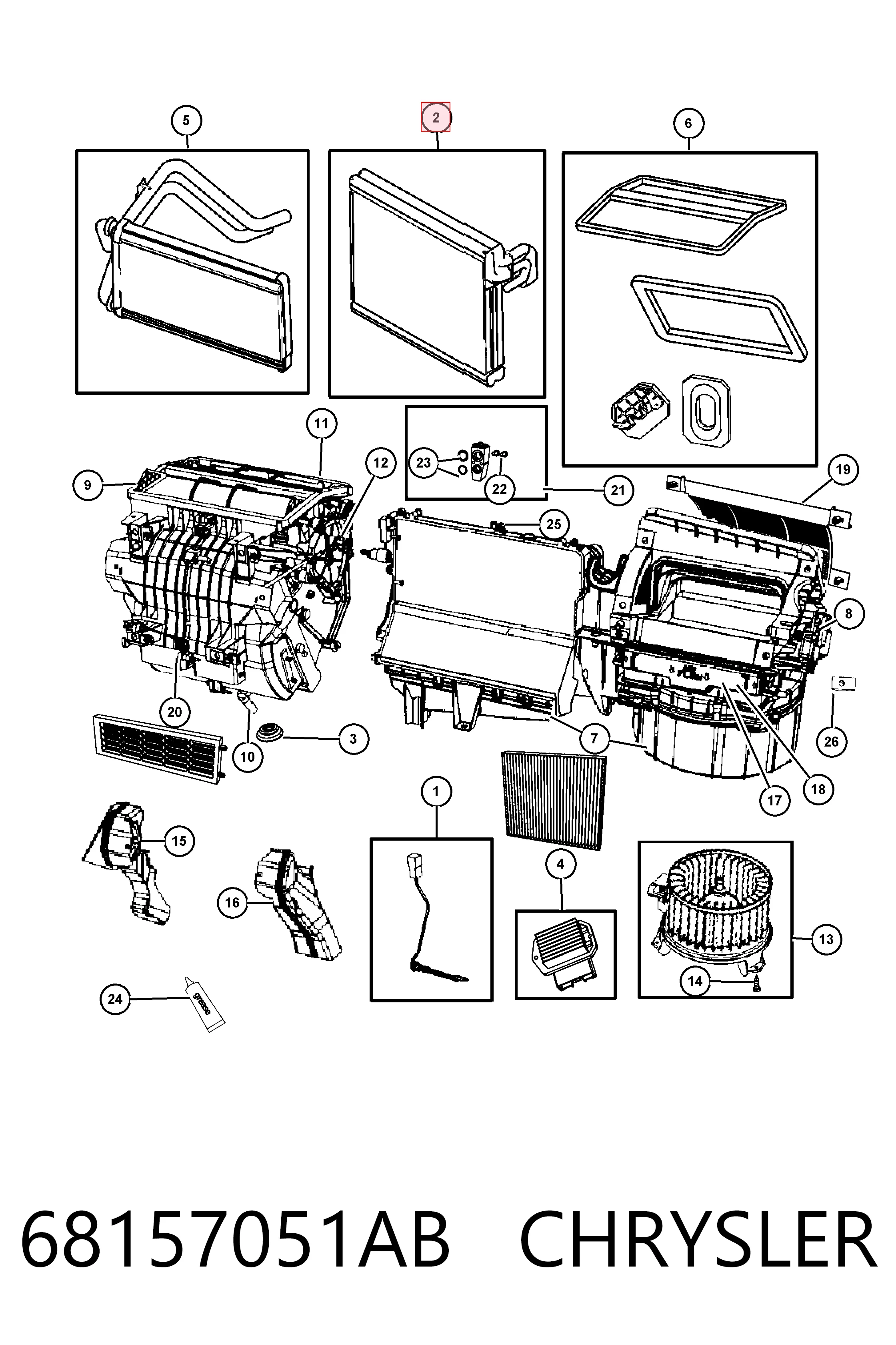 K68157051AA Fiat/Alfa/Lancia Охолоджувач повітря