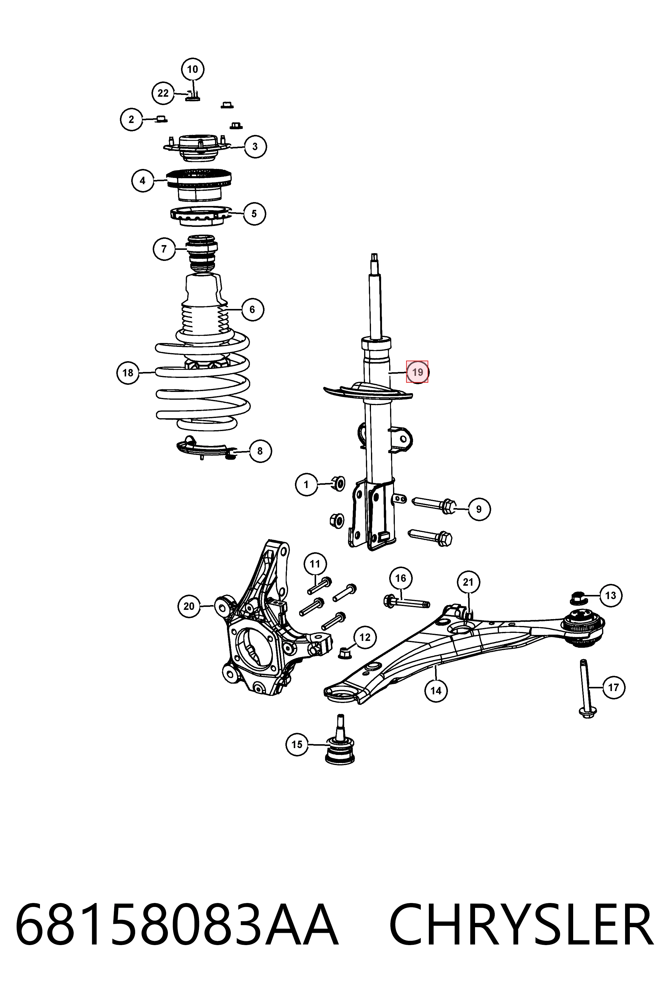 68158083AA Chrysler Стійка передня