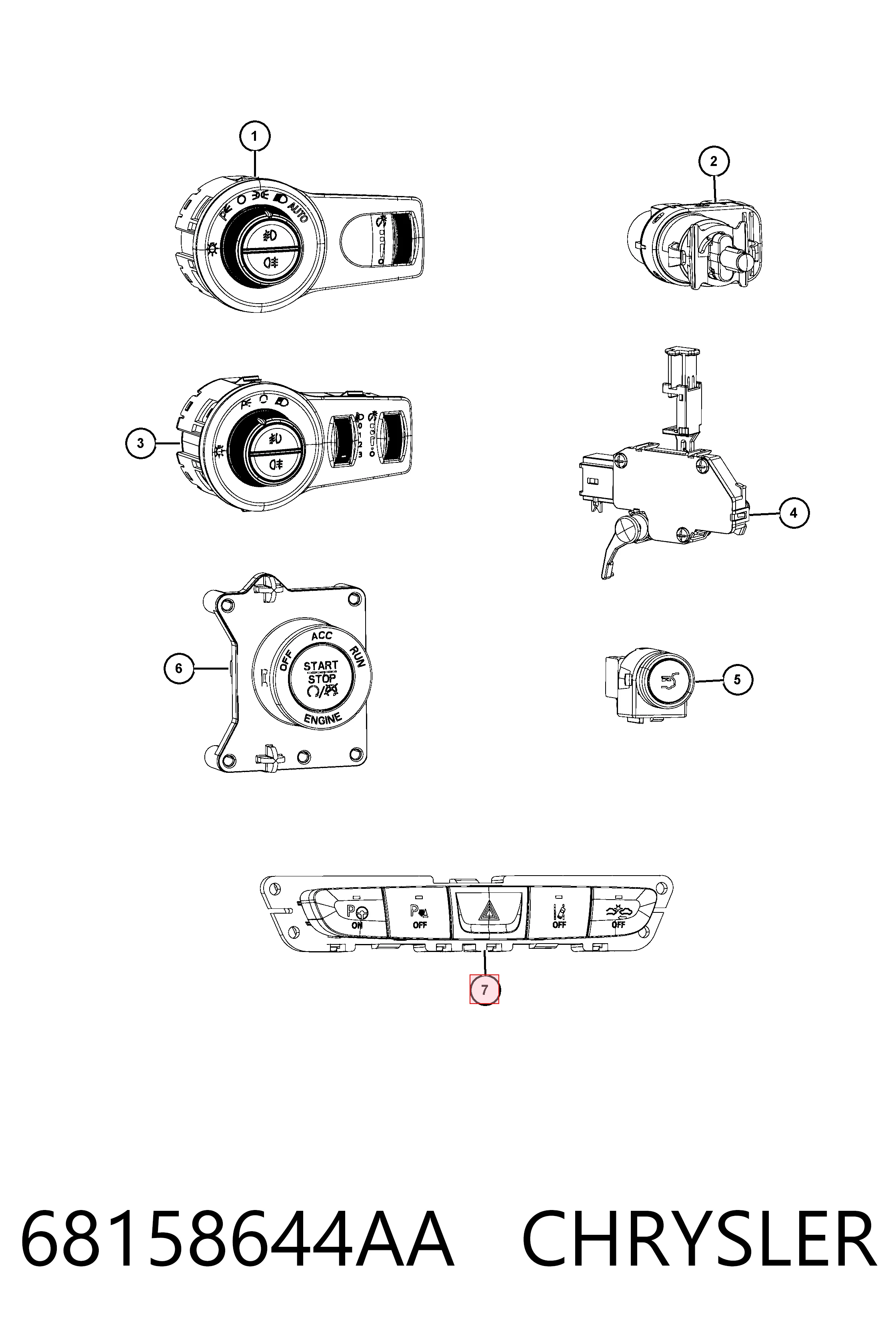 68158644AA Chrysler Блок кнопок центральної консолі