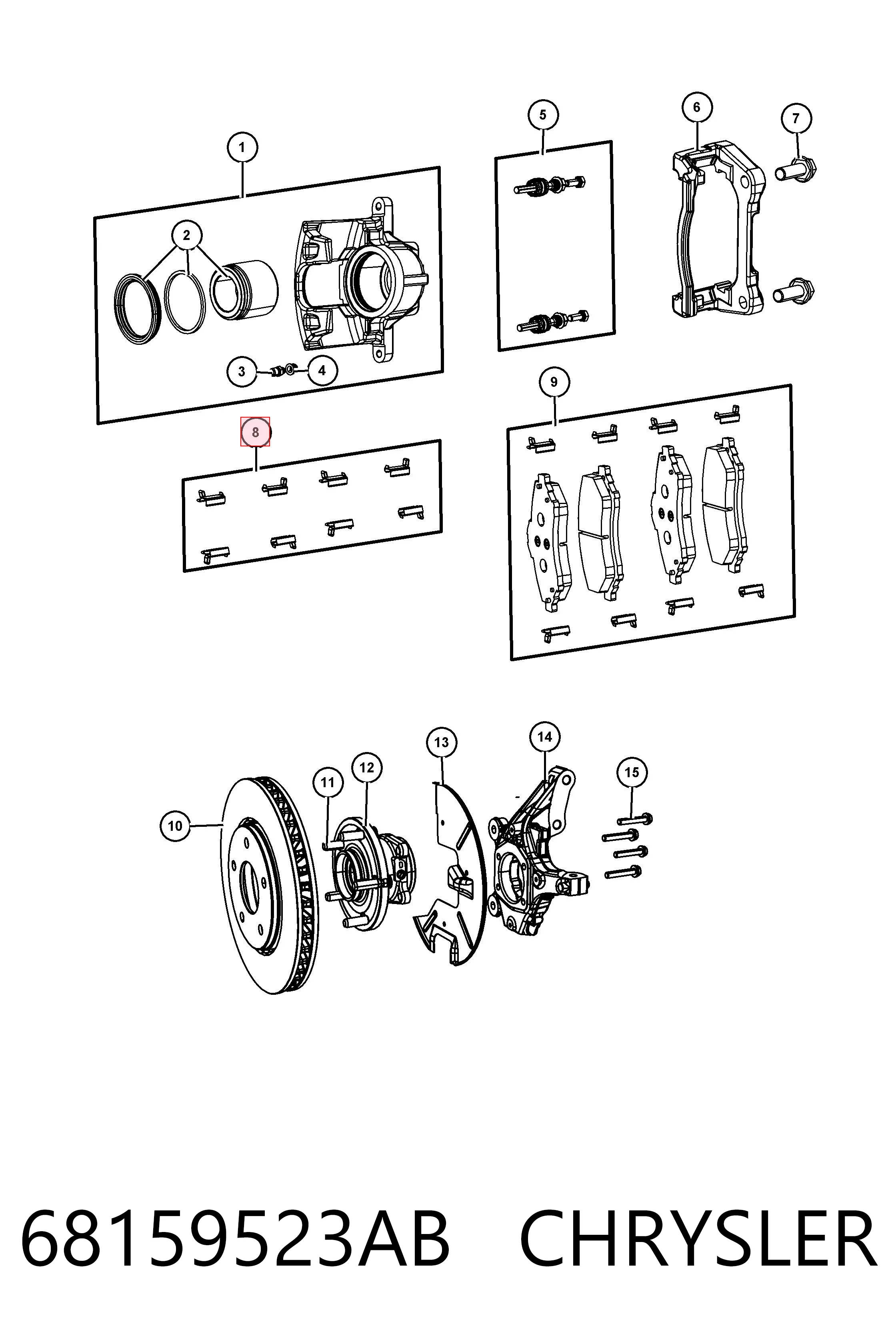 68159523AB Chrysler Колодки гальмівні задні, дискові