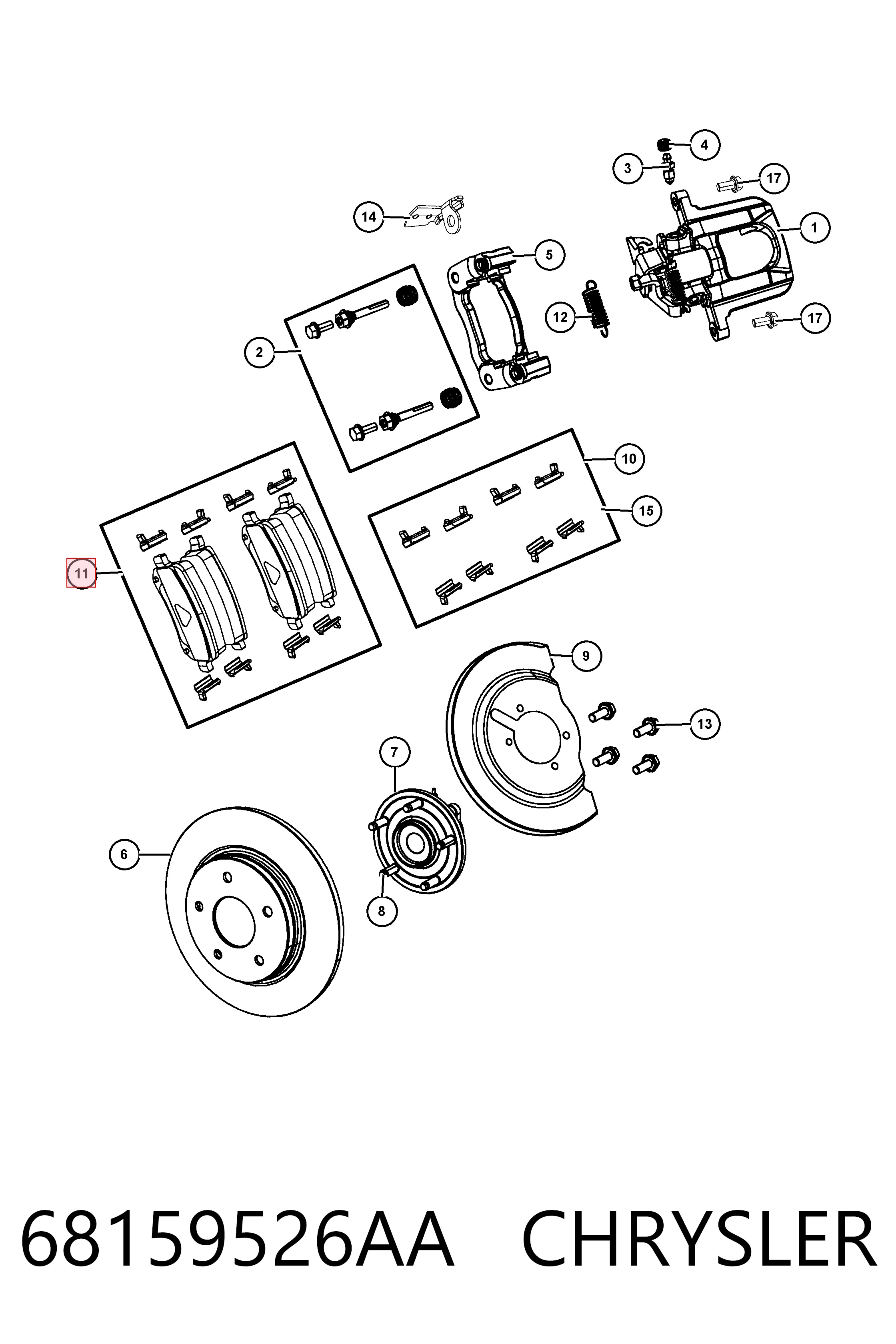 68159526AA Chrysler Колодки гальмівні задні, дискові