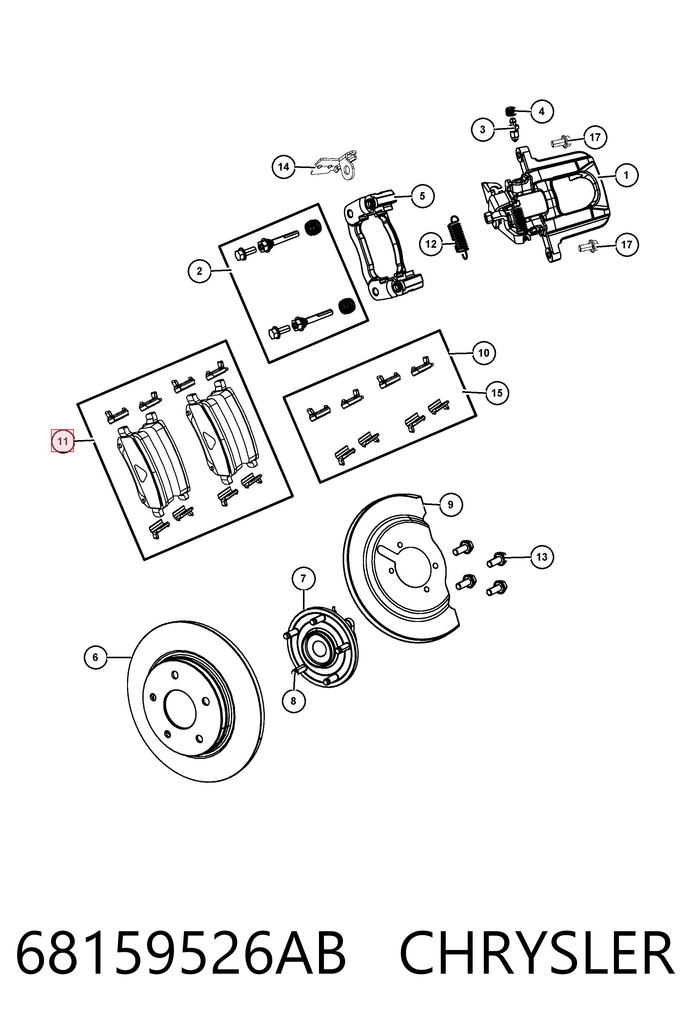68159526AB Chrysler Колодки гальмівні задні, дискові