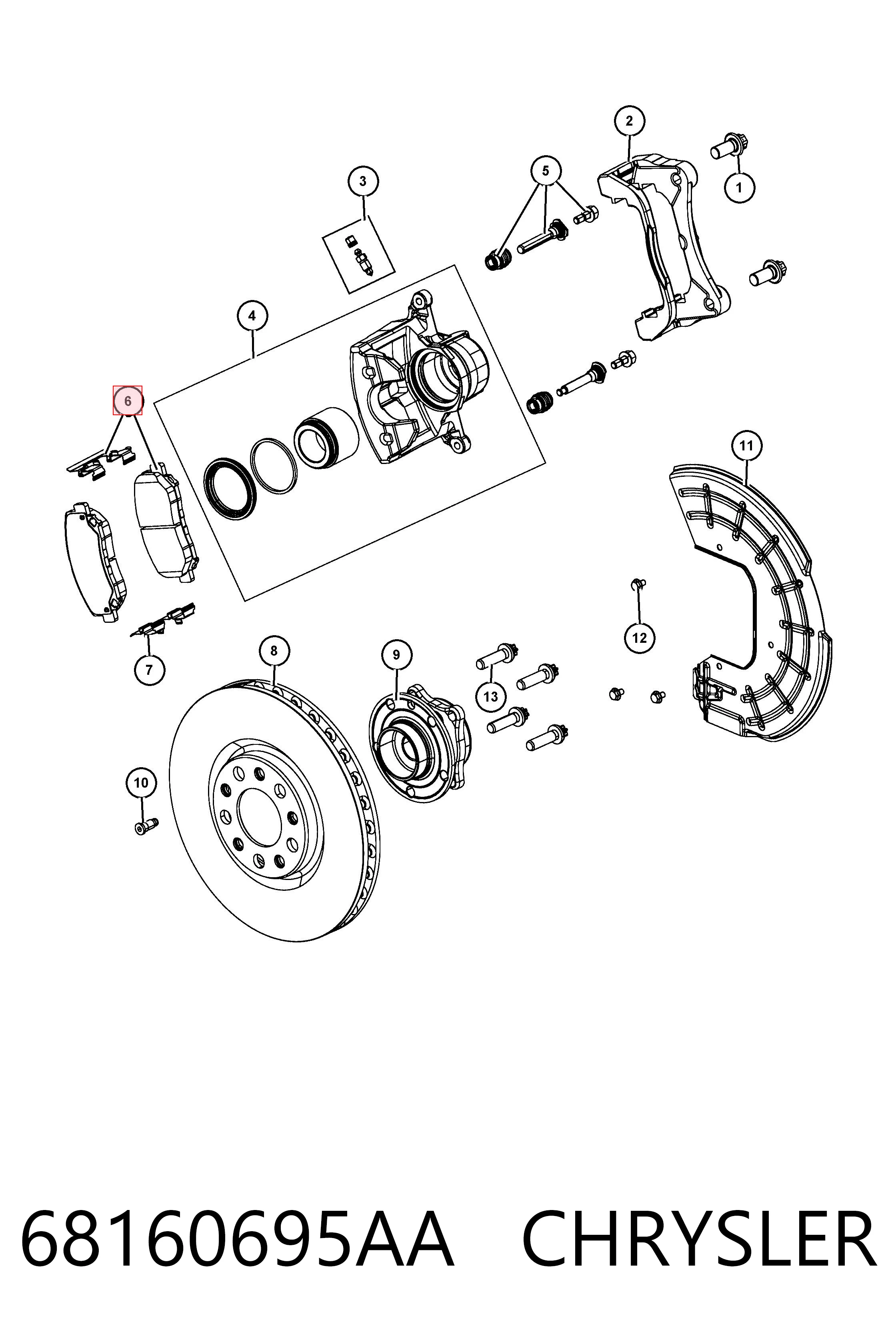 68160695AA Chrysler Передні гальмівні колодки
