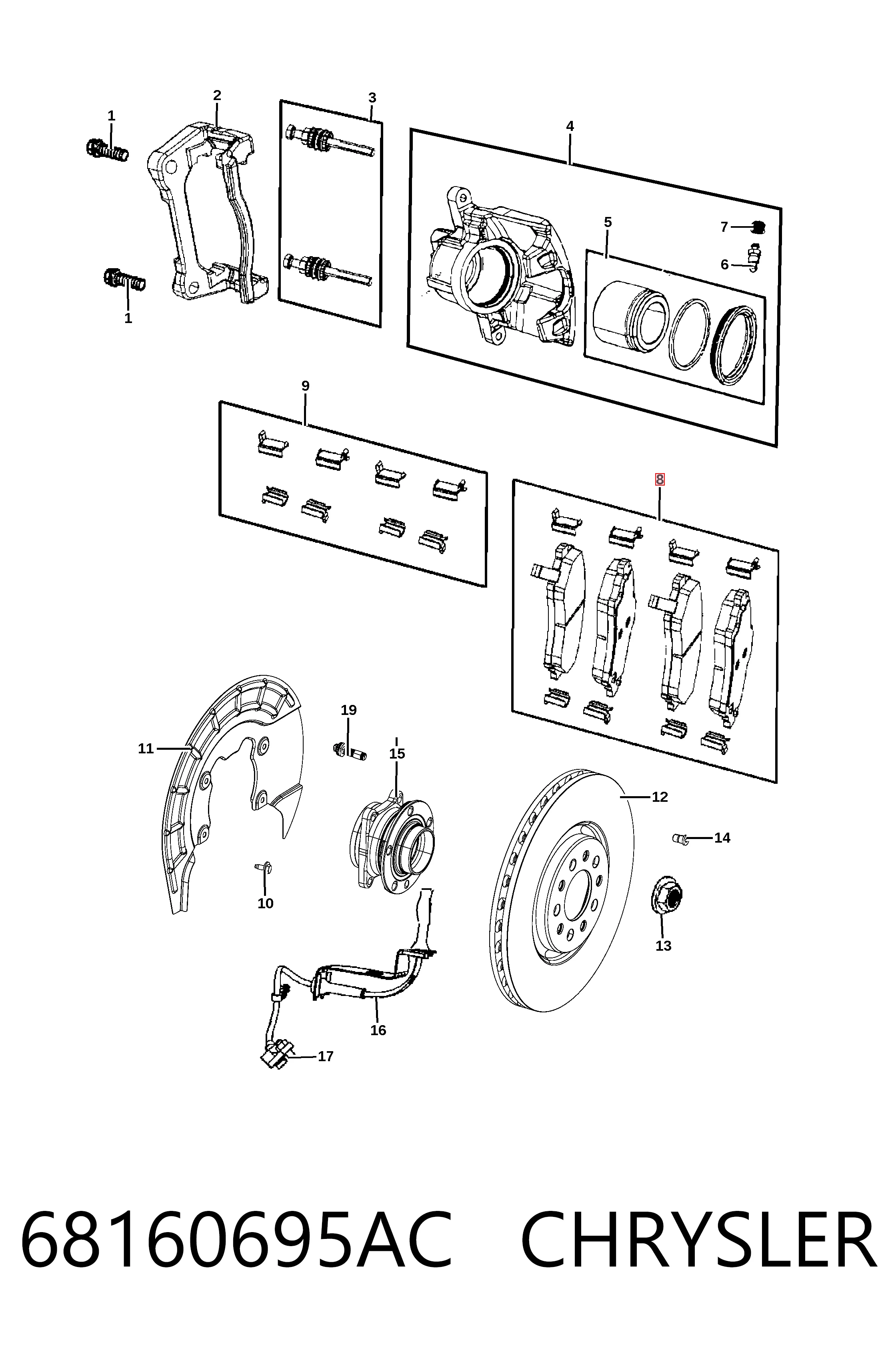 68160695AC Chrysler Передні гальмівні колодки