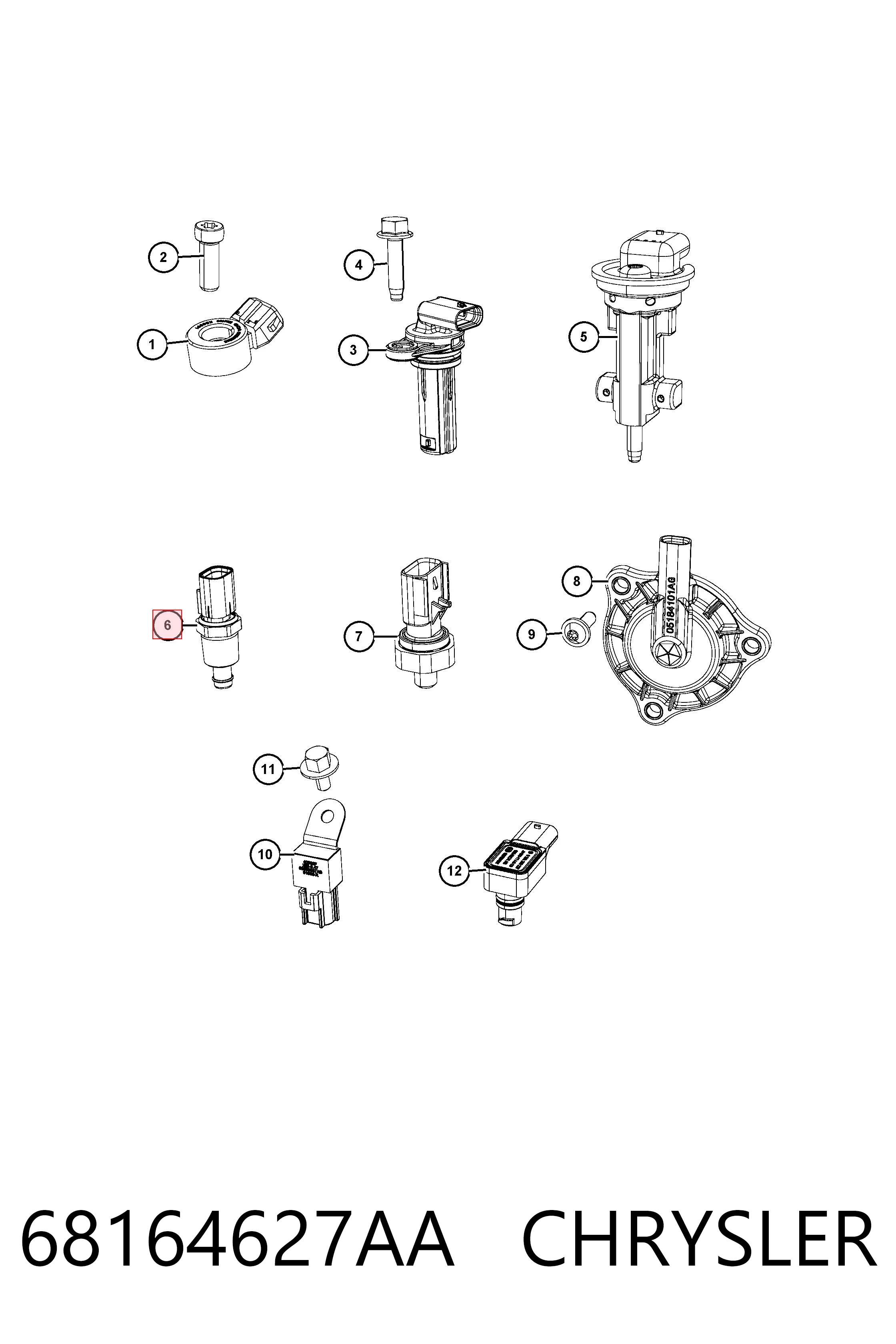 68164627AA Chrysler Покажчик температури охолоджуючої рідини