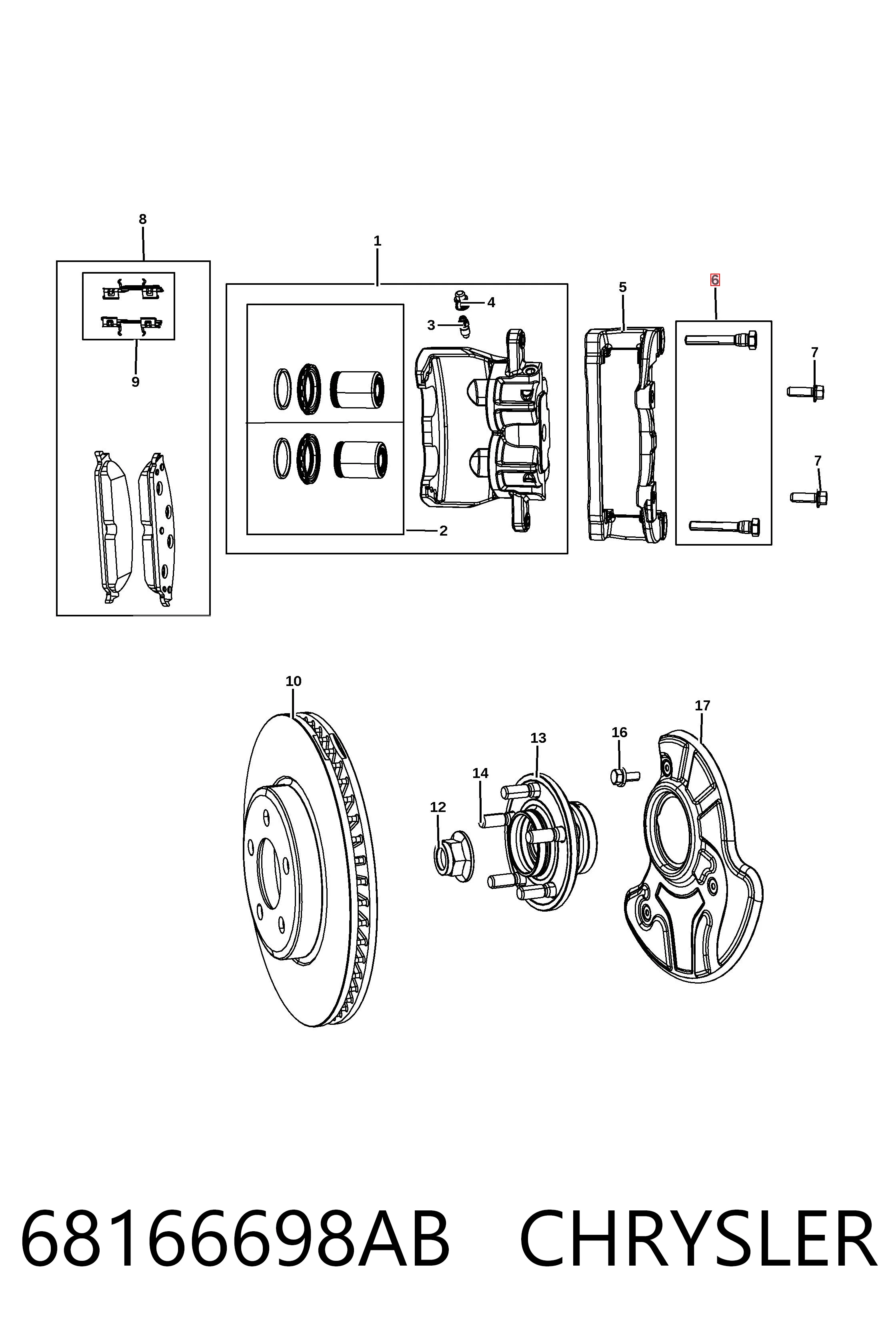 68166698AB Chrysler Ремкомплект гальмівної системи