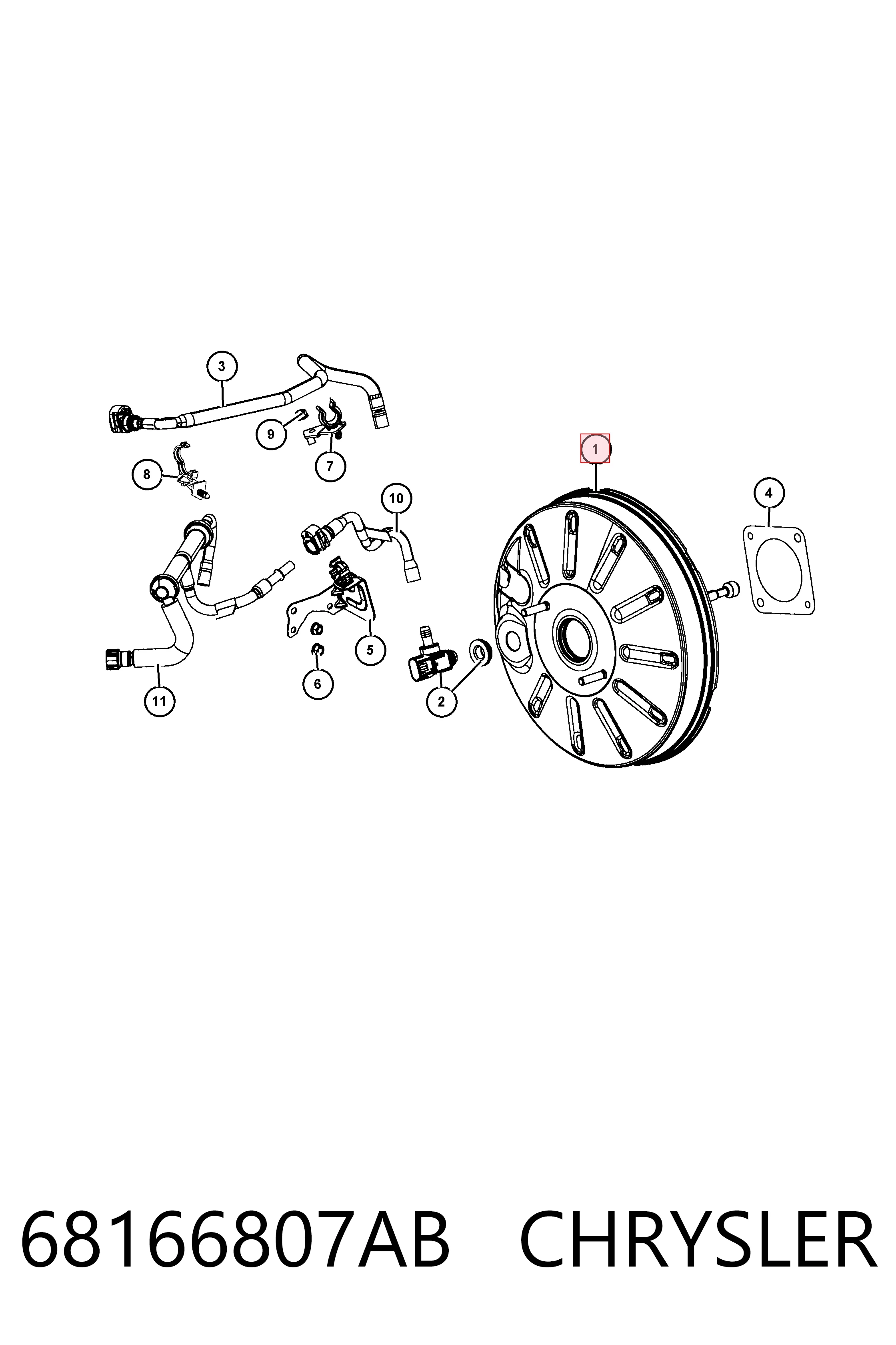 68166807AB Chrysler Підсилювач гальм вакуумний