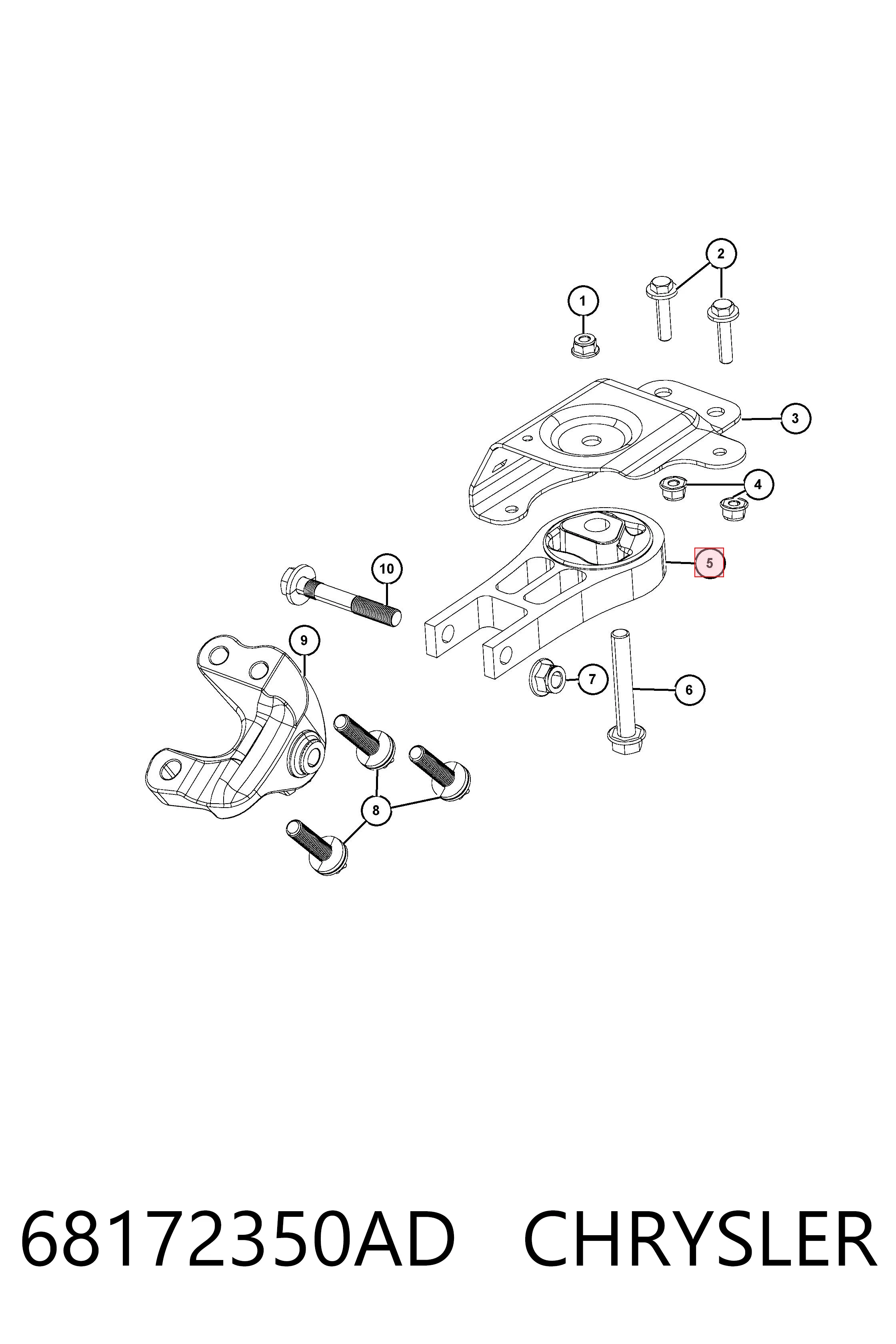 68172350AD Chrysler Задня подушка двигуна
