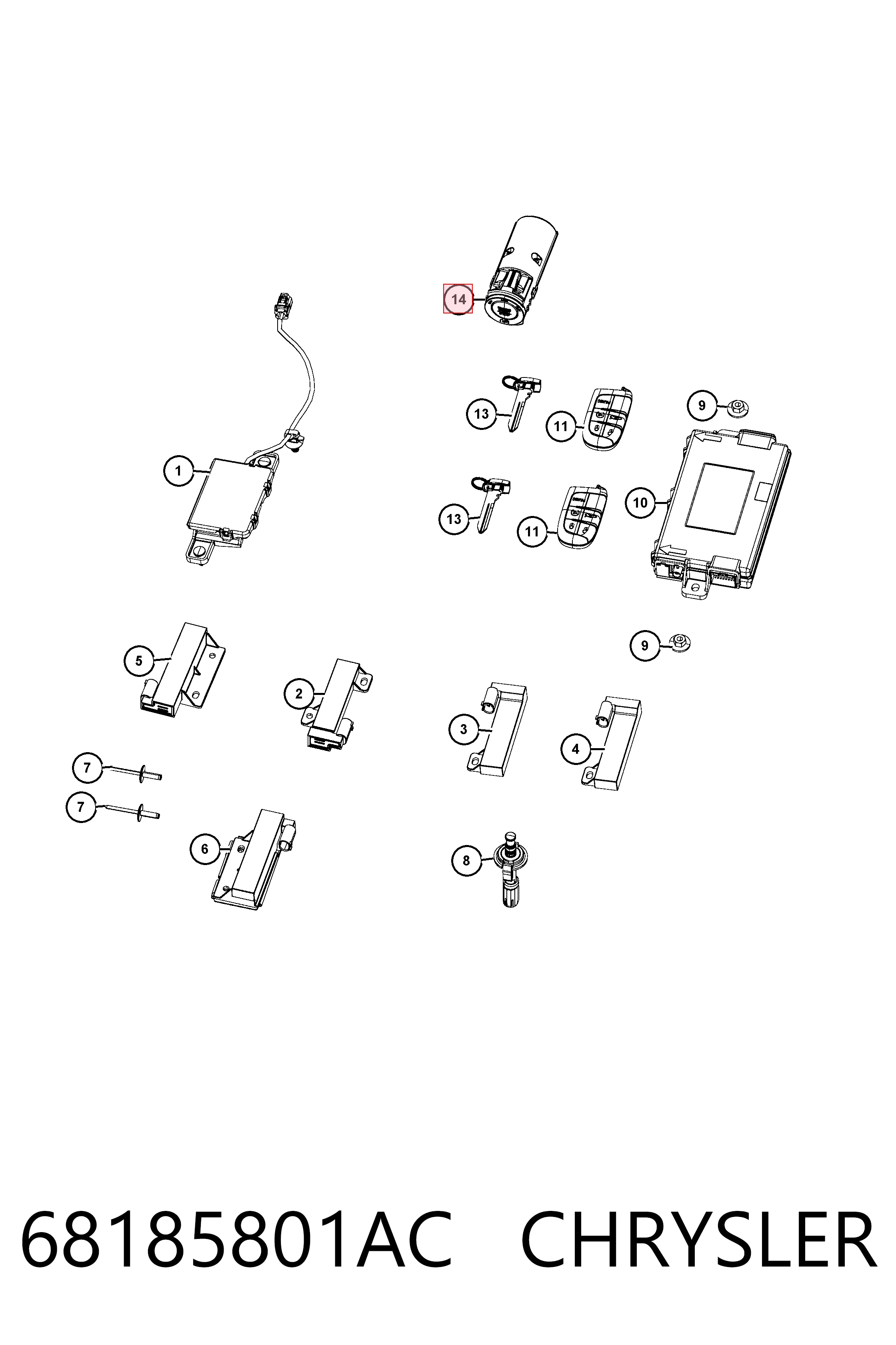 68185801AC Chrysler Кнопка запуску двигуна