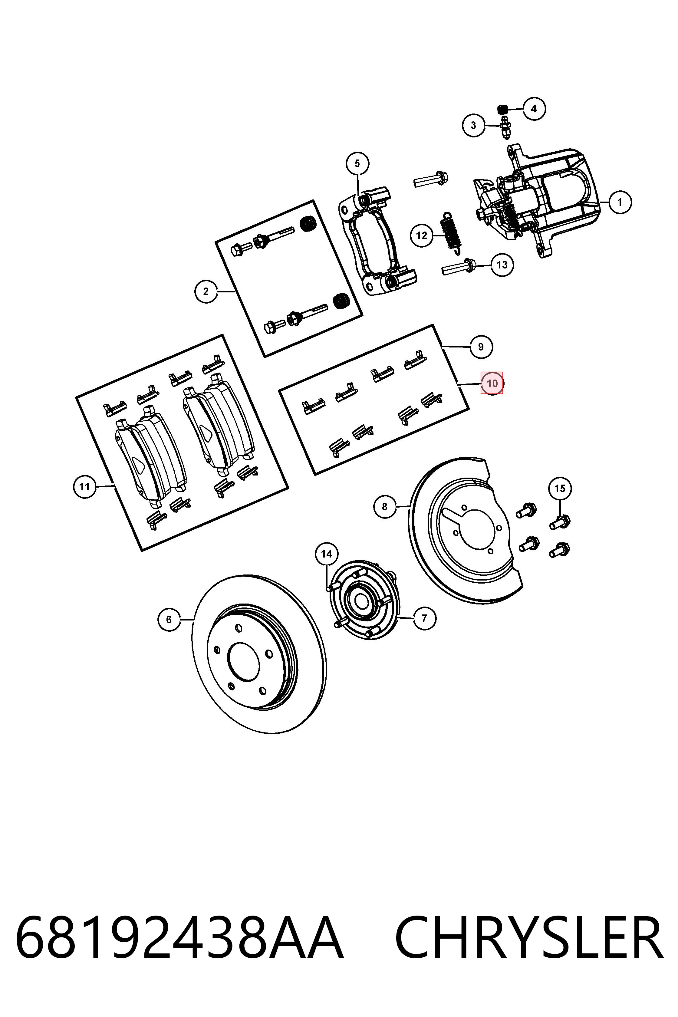 68192438AA Chrysler Комплект пружинок кріплення дискових колодок, задніх