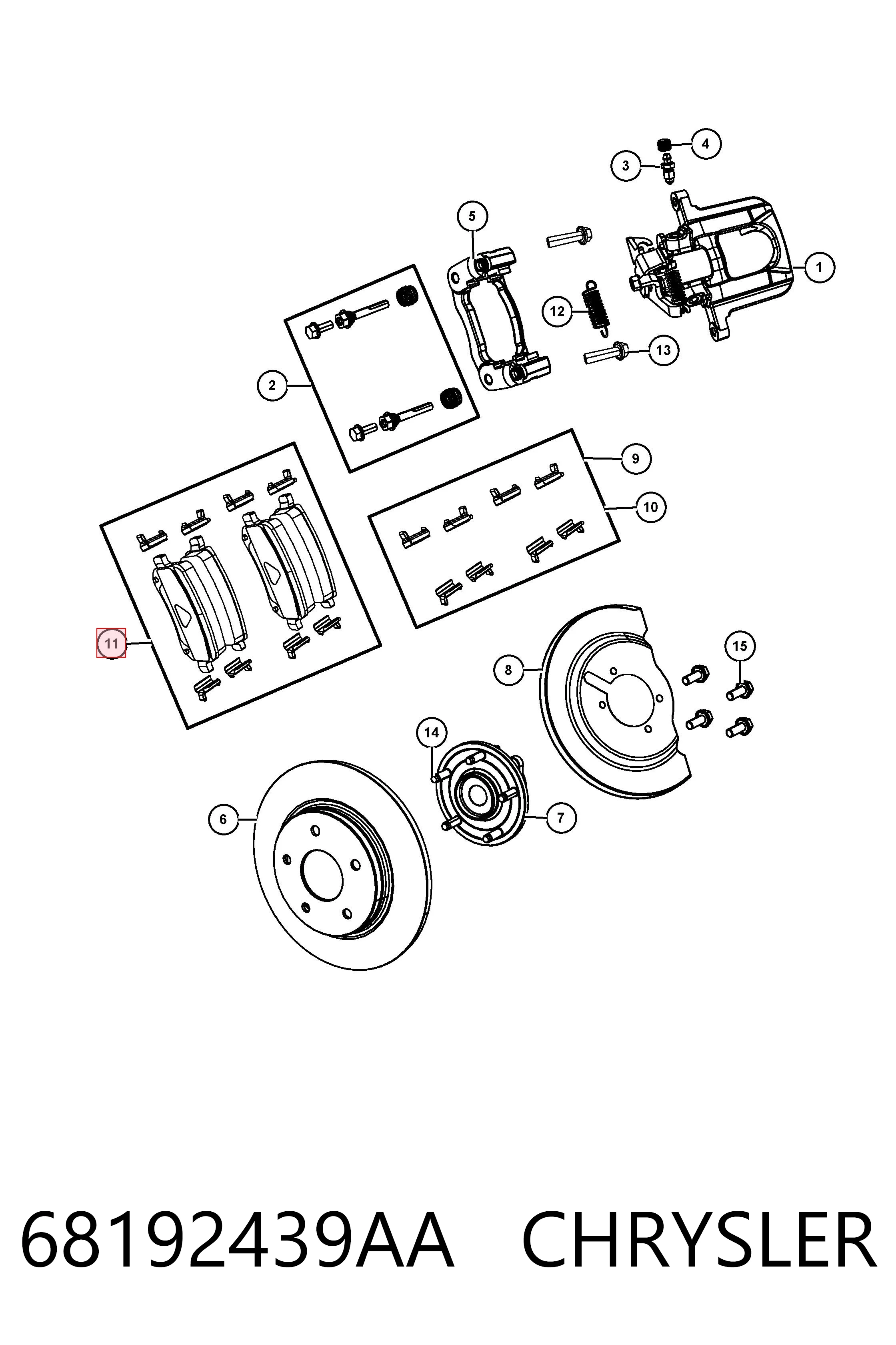 68192439AA Chrysler Колодки гальмівні задні, дискові