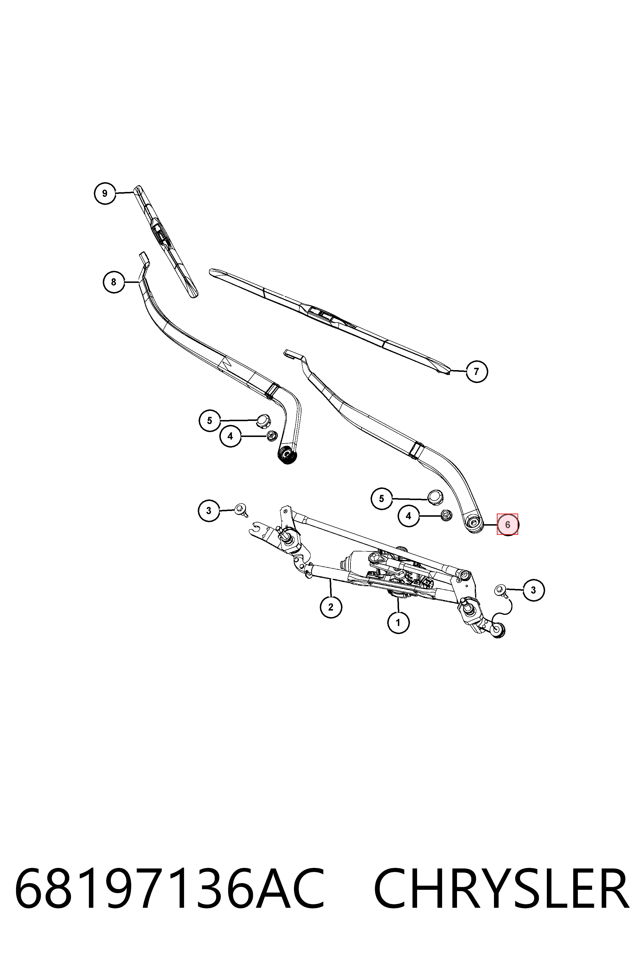 Ричаг склоочисника Jeep Cherokee позашляховик (KL) (2014 - 2023) ціна, від 6.34 USD