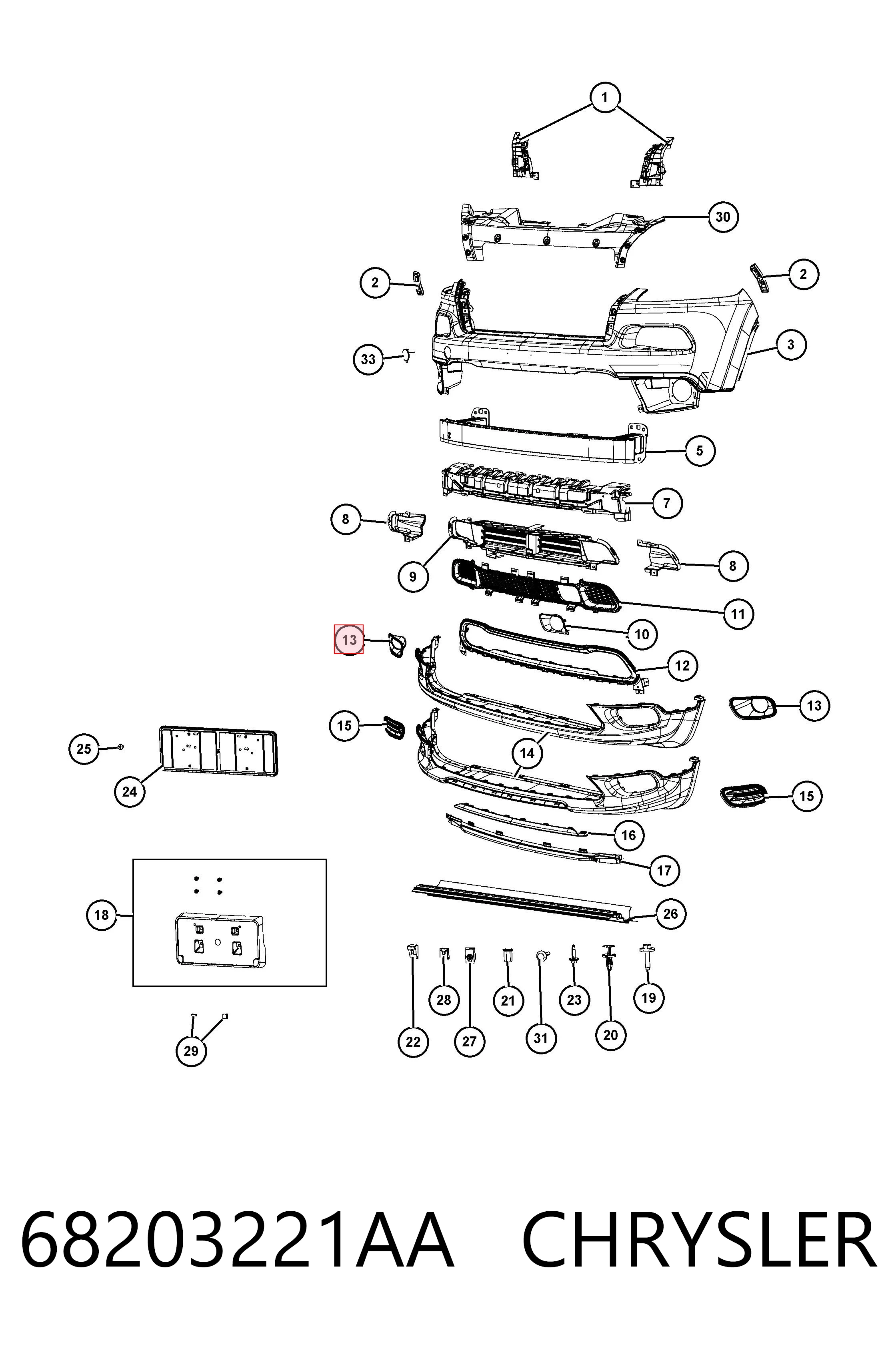 68203221AA Chrysler Ободок фари протитуманной