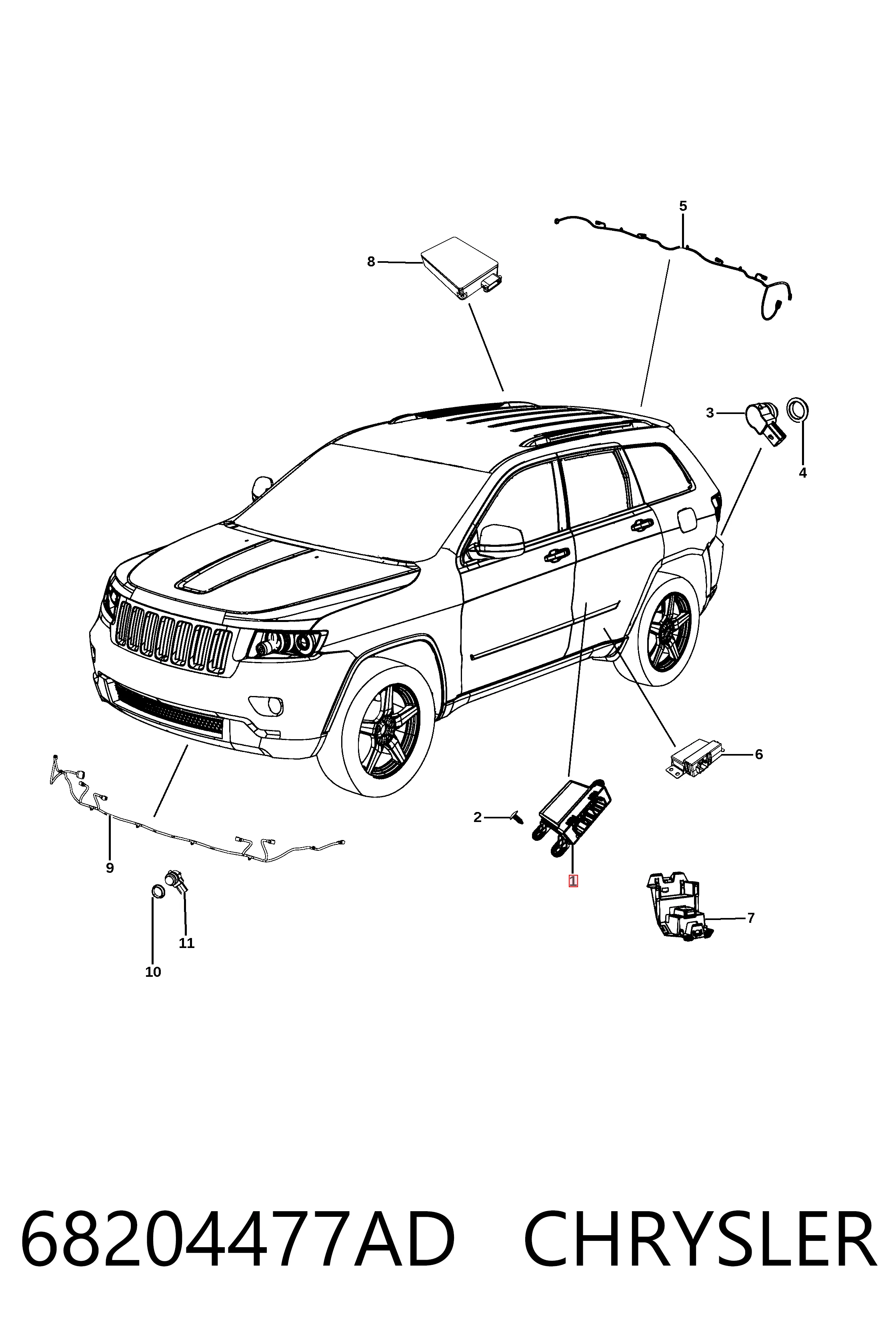 68204477AD Chrysler Модуль (блок ЕБУ) управління парктроніком