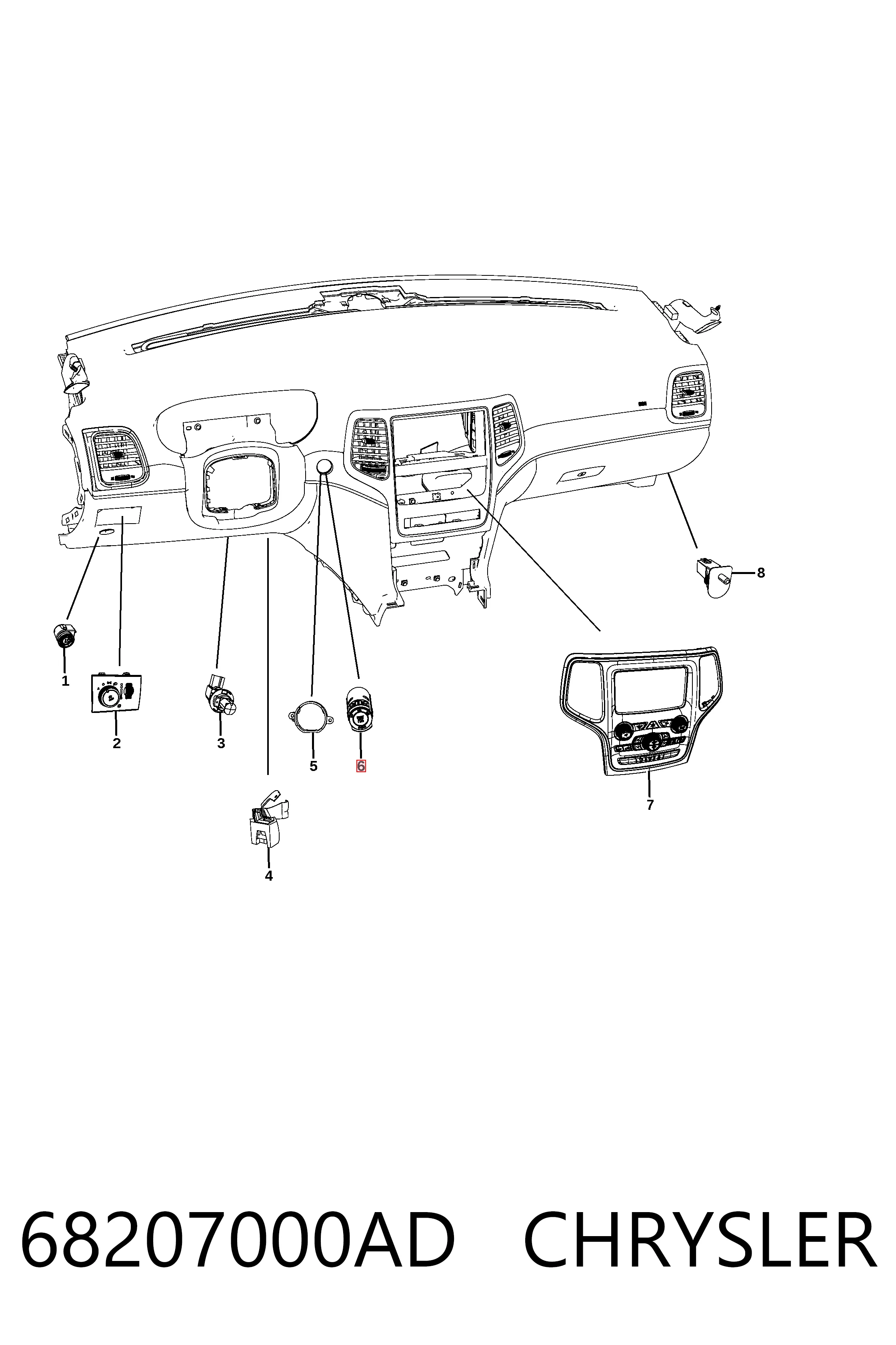 68207000AD Chrysler Кнопка запуску двигуна