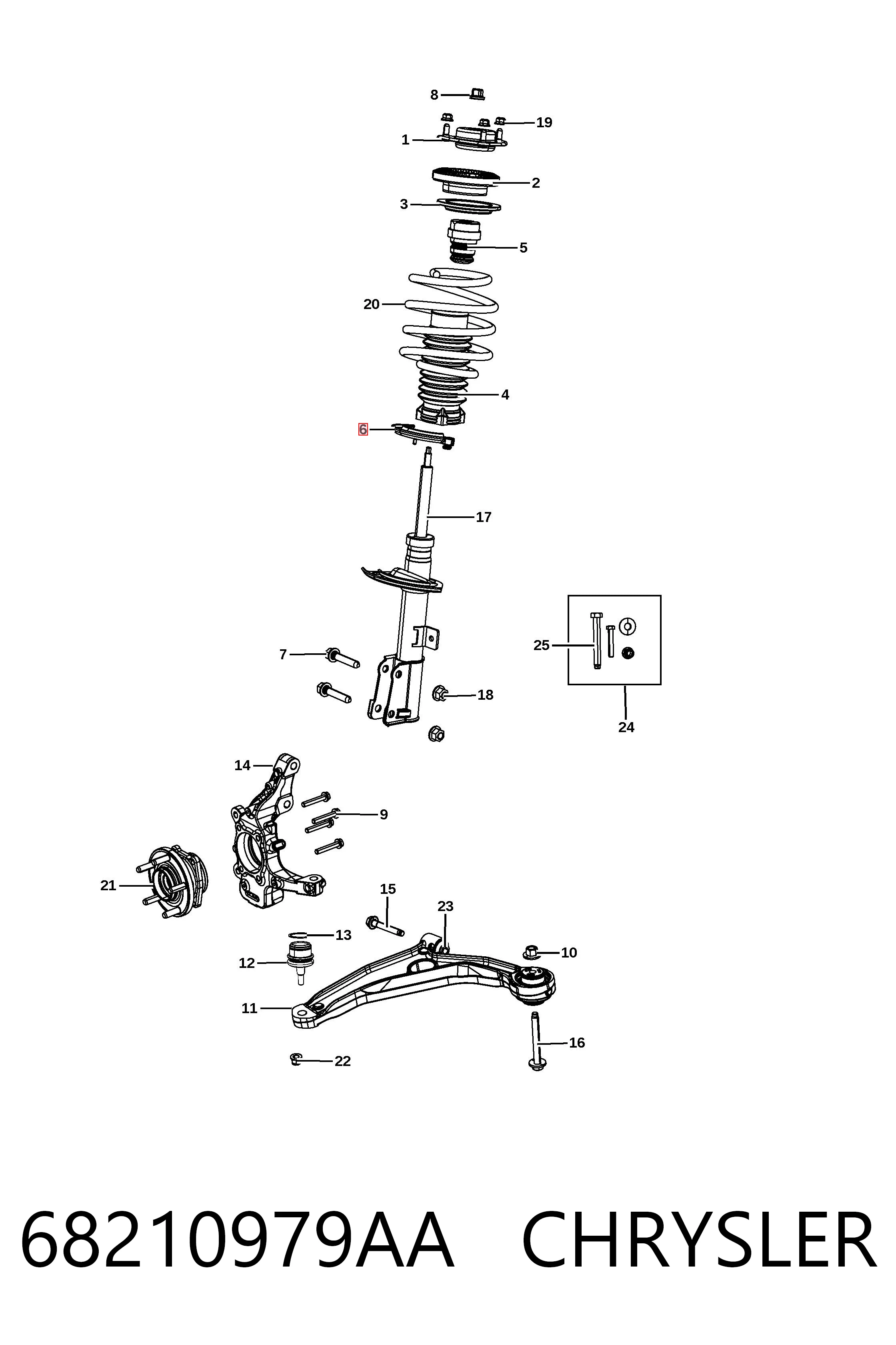 68210979AA Chrysler Проставка (гумове кільце) пружини передньої, нижня