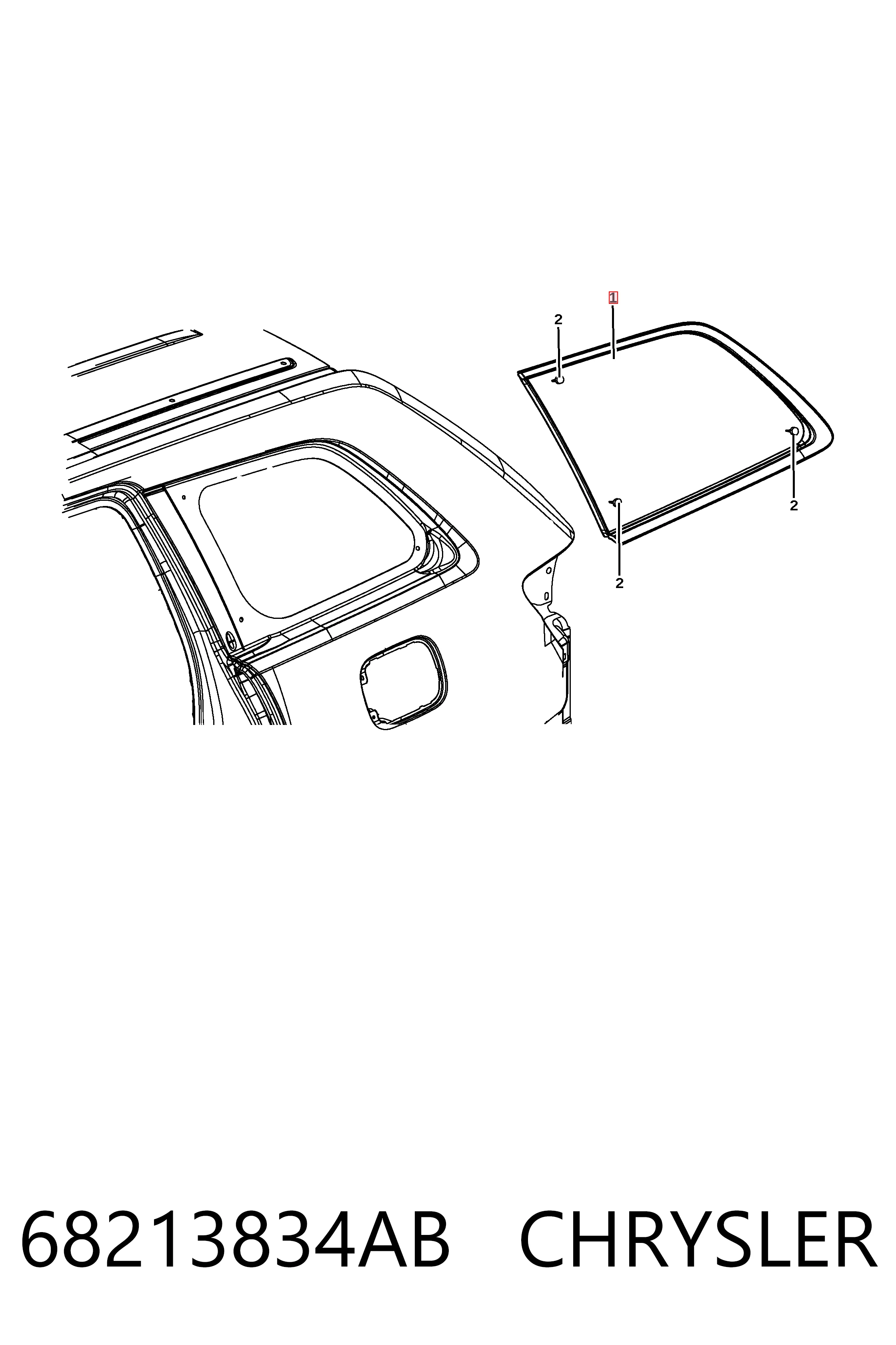 K68213834AC Fiat/Alfa/Lancia Стукло багажника, праве