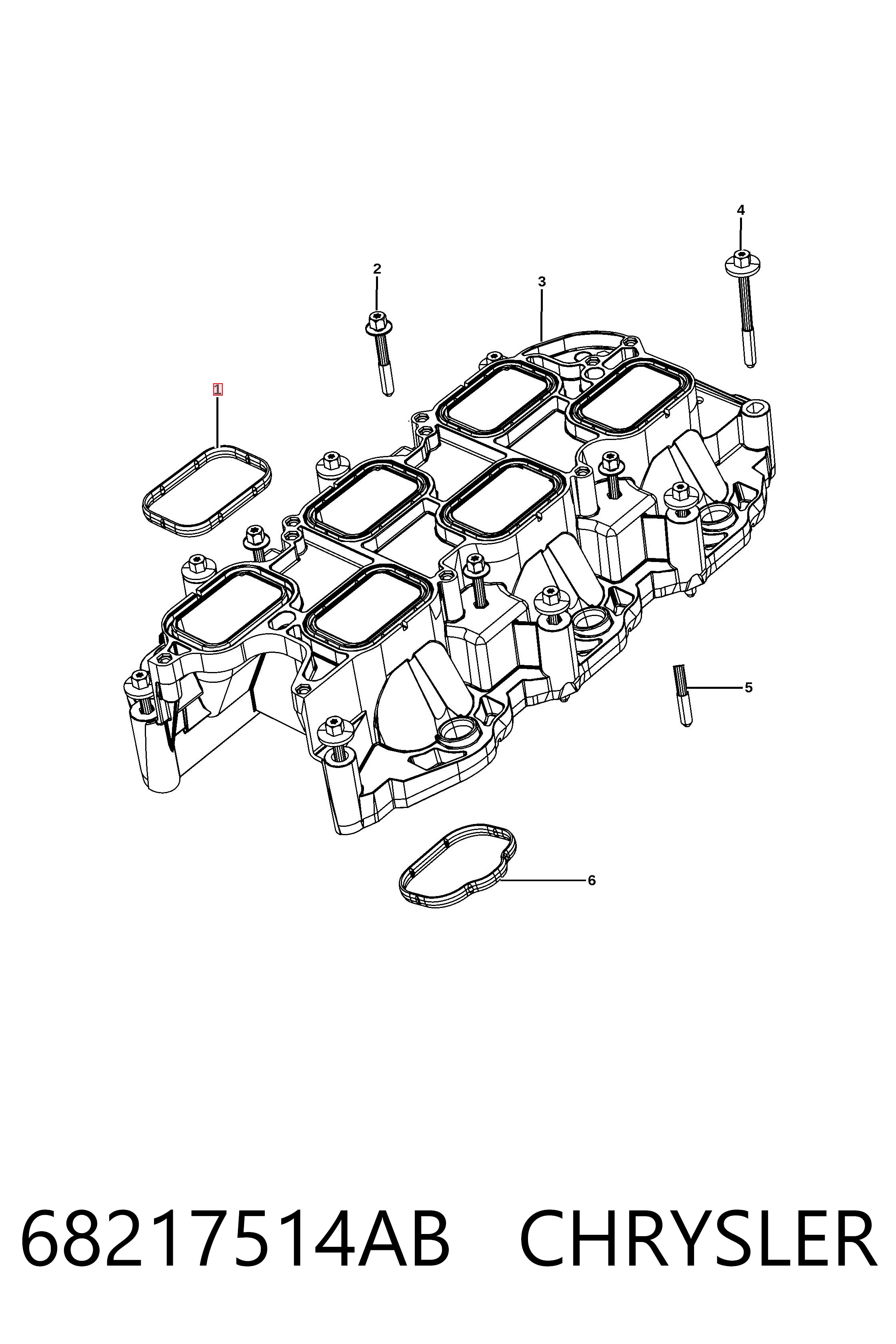 68217514AB Chrysler Прокладка впускного колектора, верхня