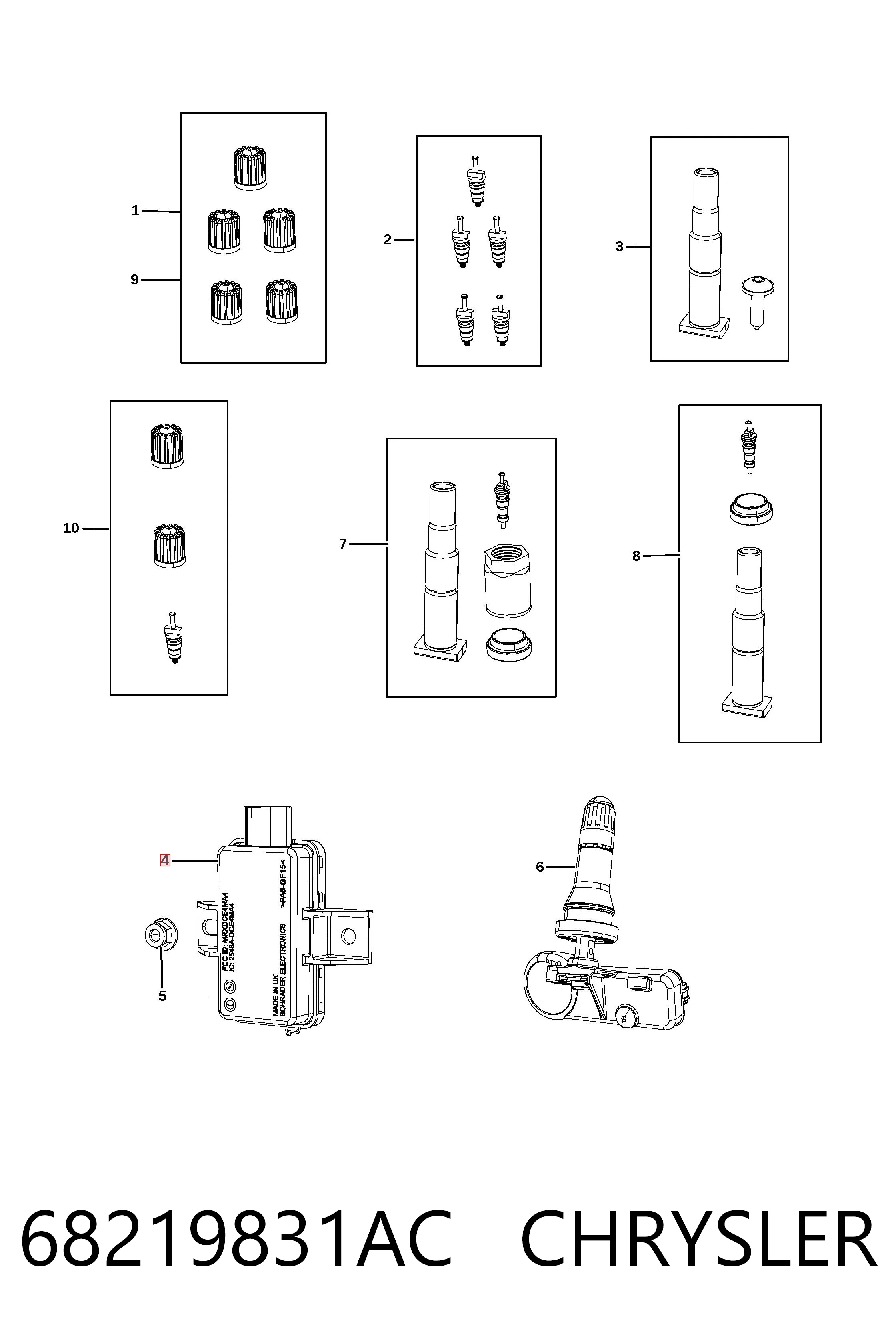 Блок системи контролю тиску в шинах Fiat/Alfa/Lancia K68219831AF ціна, від 6.40 USD