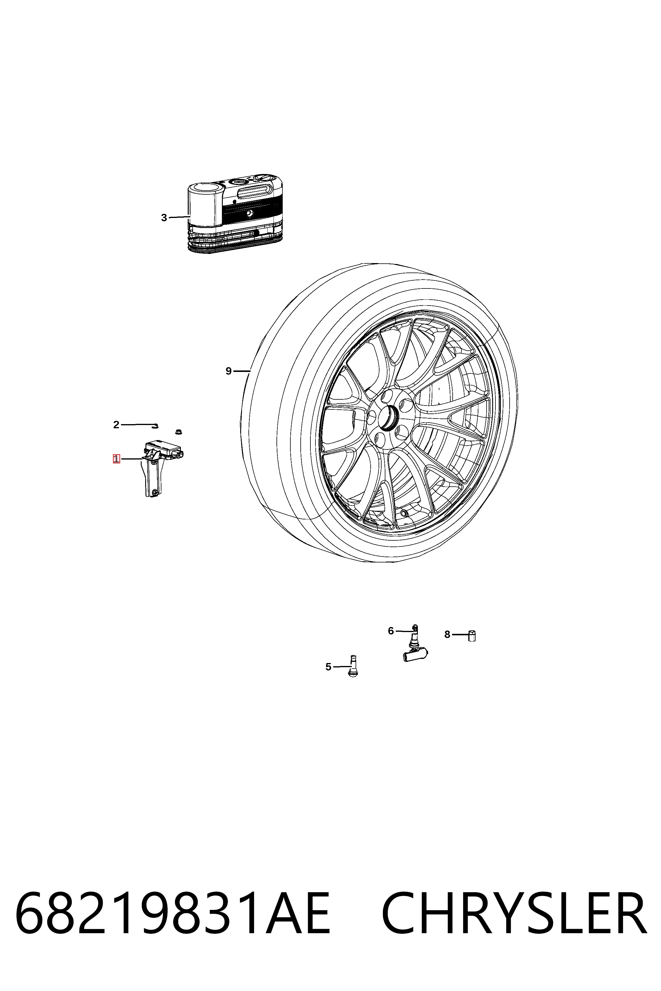 Блок системи контролю тиску в шинах K68219831AF Fiat/Alfa/Lancia