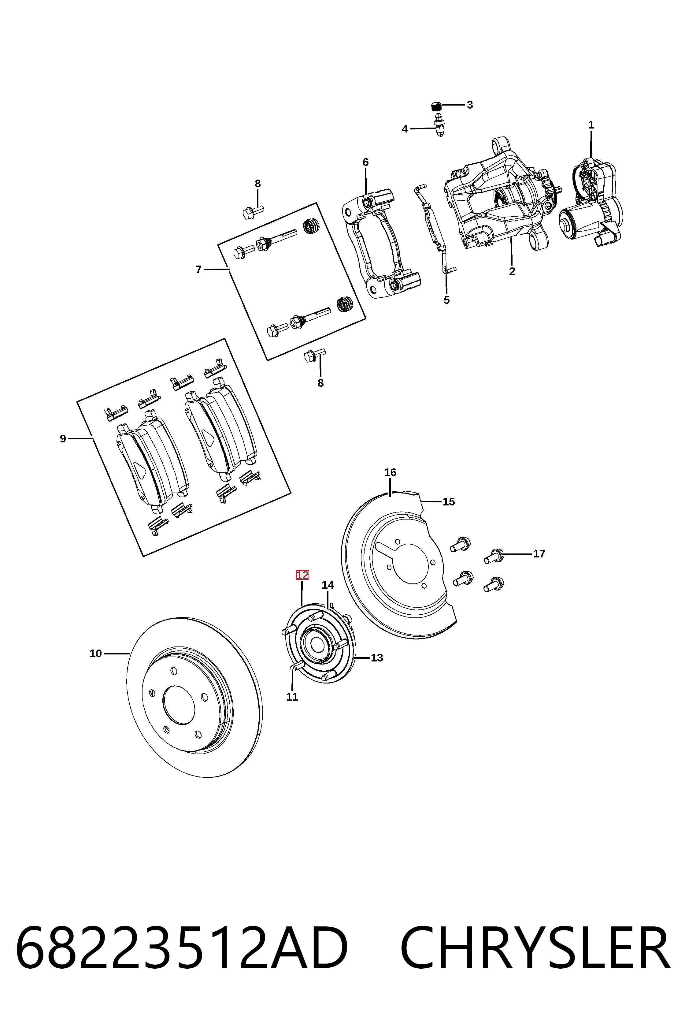 68223512AD Chrysler Маточина задня