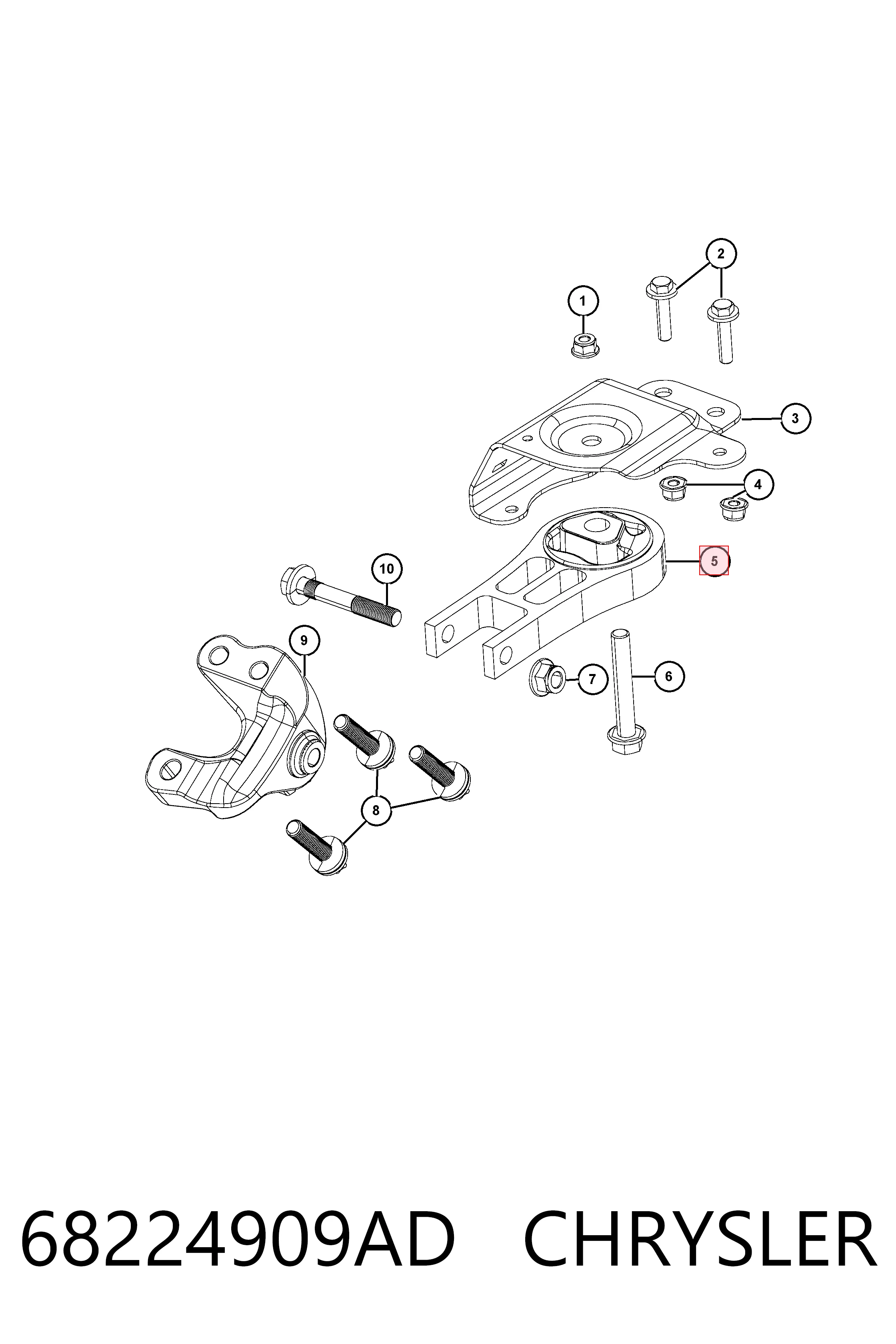 68224909AD Chrysler Задня подушка двигуна