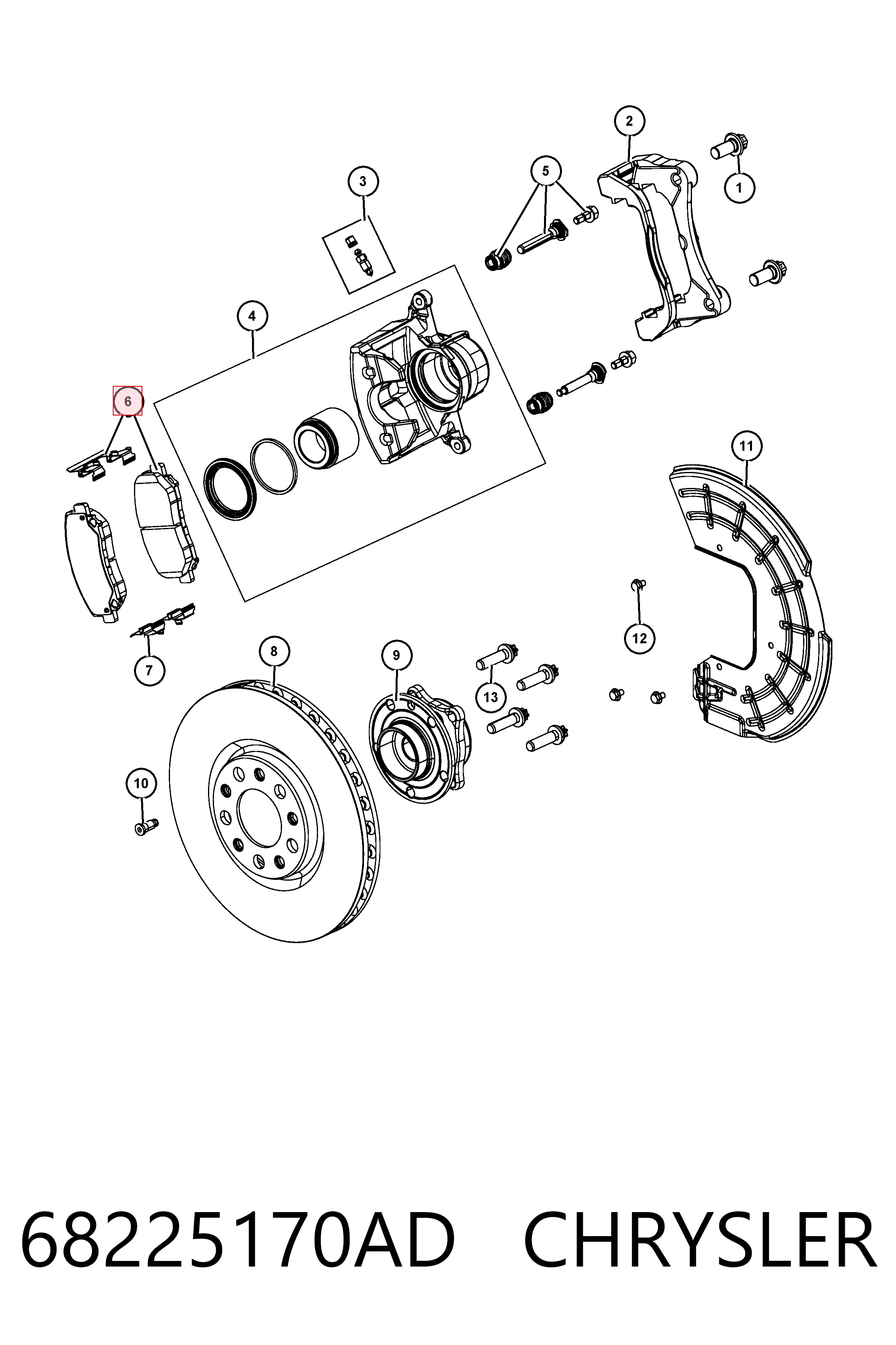 68225170AD Chrysler Передні гальмівні колодки