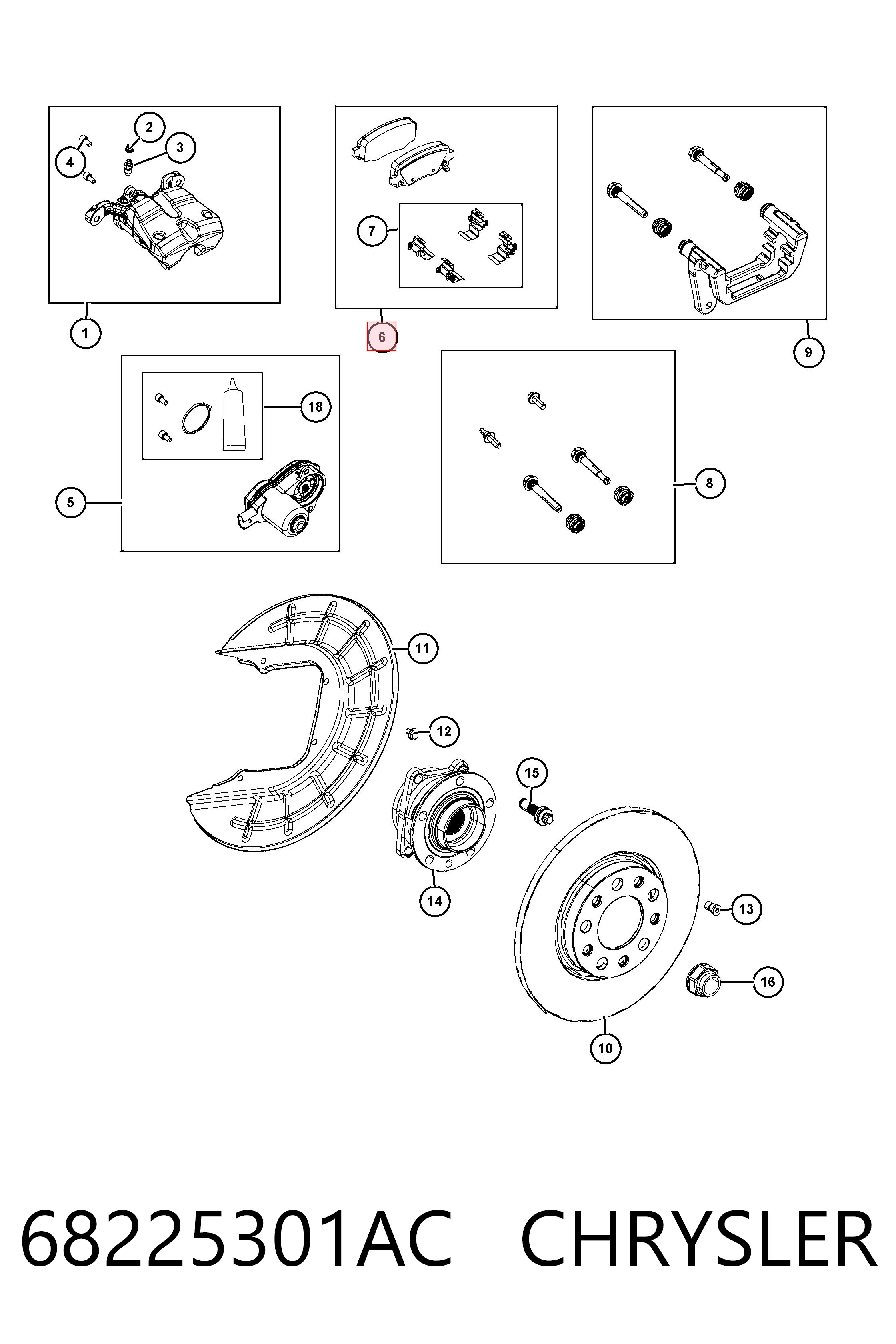 68225301AC Chrysler Колодки гальмівні задні, дискові