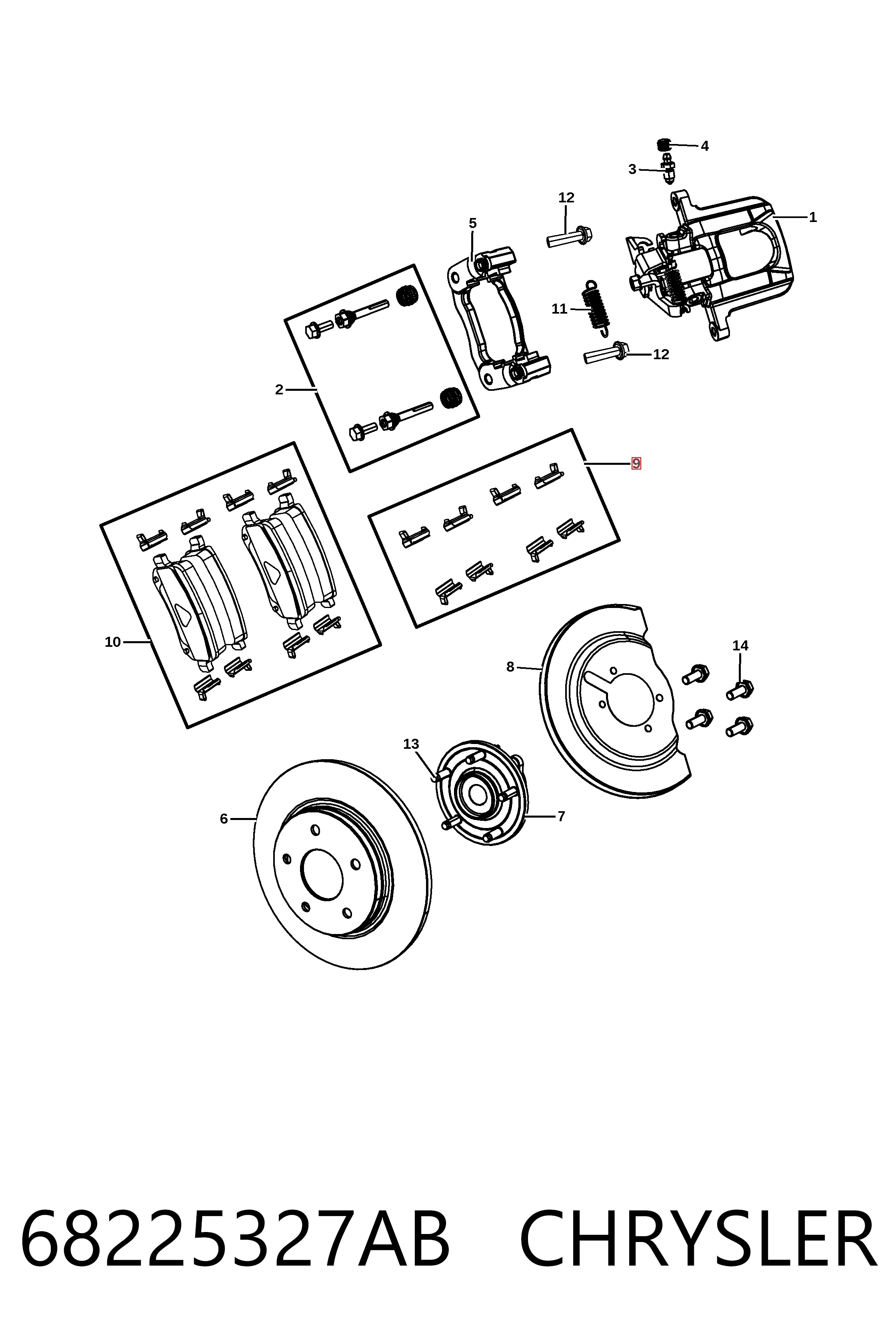 68225327AB Chrysler Колодки гальмівні задні, дискові